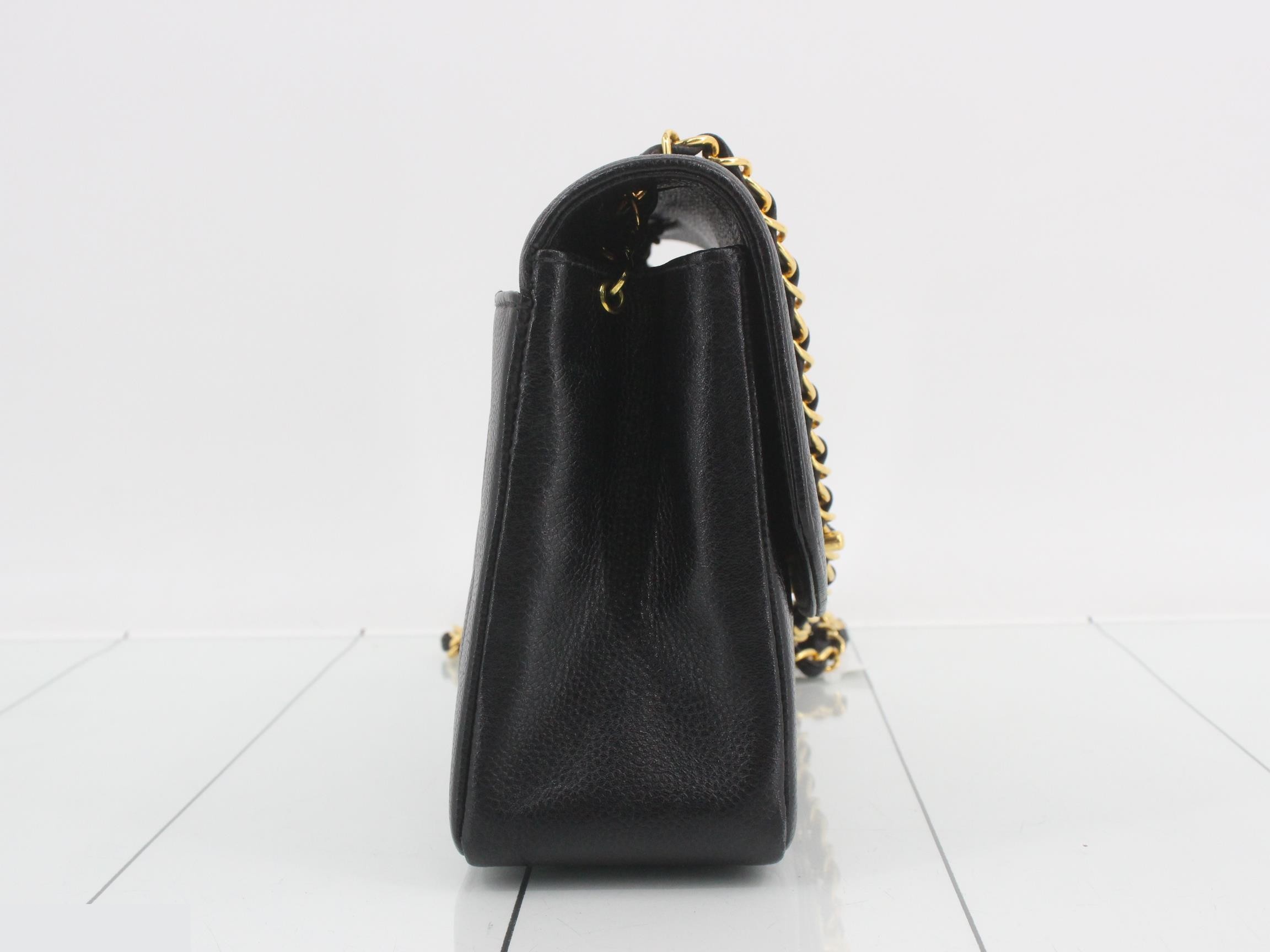 Matelassé Diana 25 Single Flap Chain Shoulder Bag, Black, with sticker, number 5 — view 4