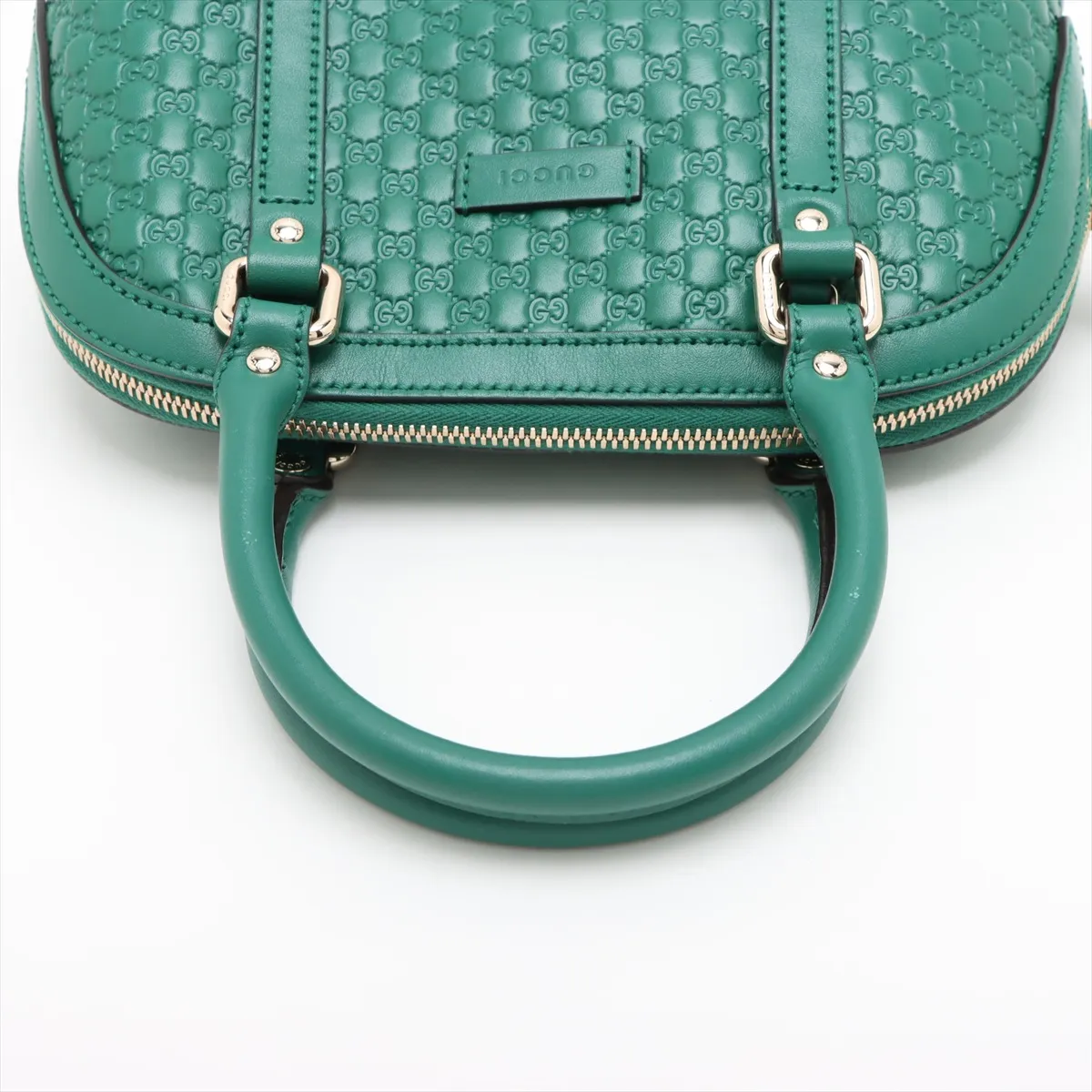 Microguccissima Leather 2-Way Handbag, Green, 449654 (Outlet) — view 5