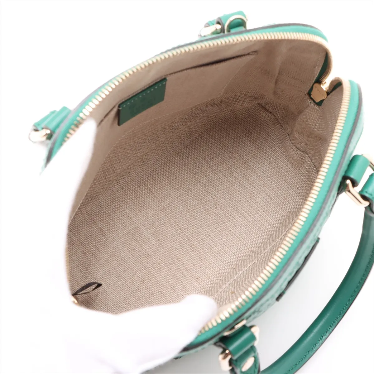 Microguccissima Leather 2-Way Handbag, Green, 449654 (Outlet) — view 8