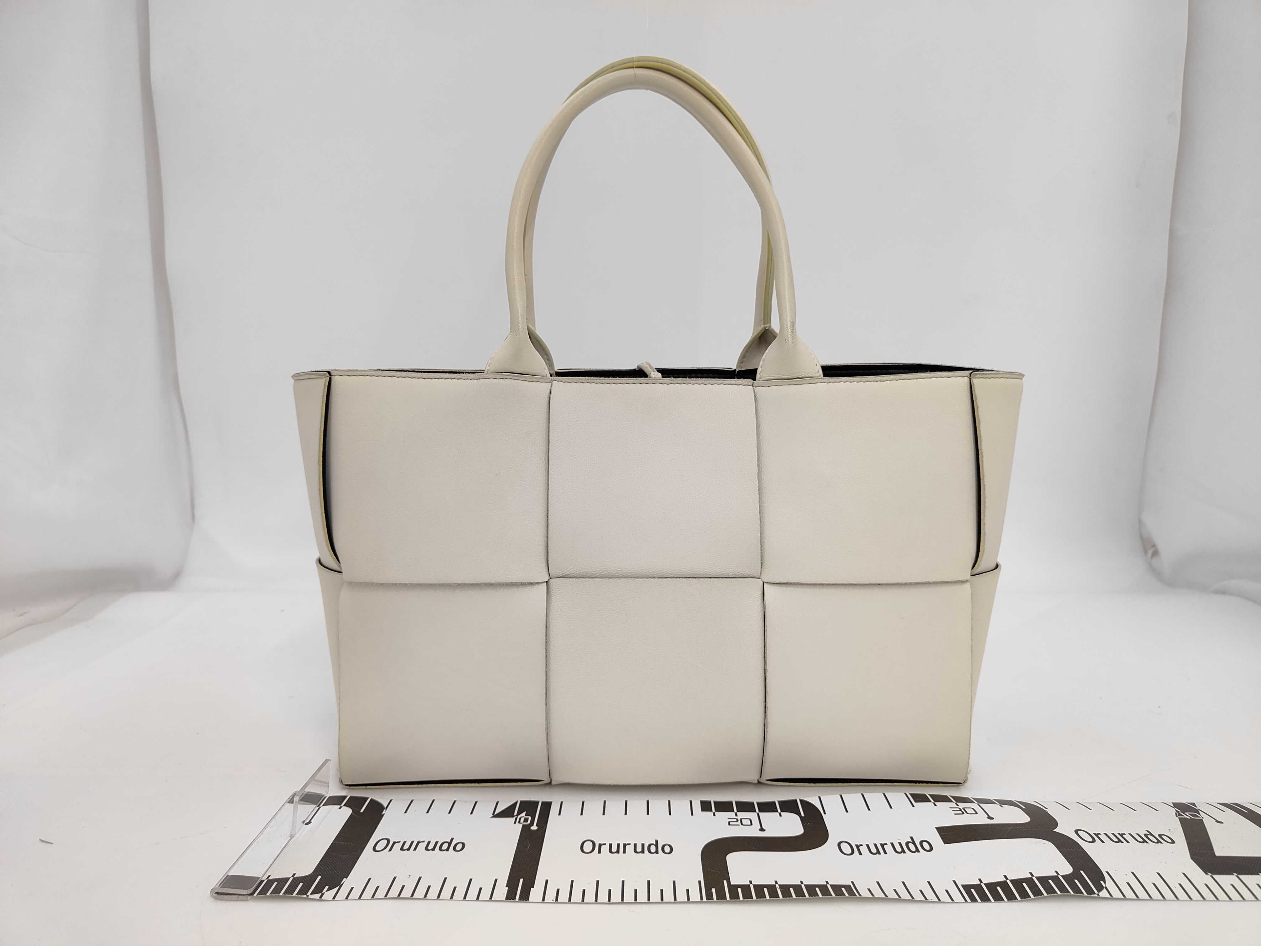Arco Beige Leather Handbag Maxi Intrecciato Tote Bag with Pouch, White Tones, Dust Bag, Warranty Card — view 2