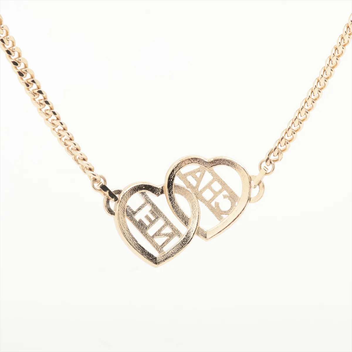 Logo F23B Necklace, GP x Rhinestone, Gold, — view 2