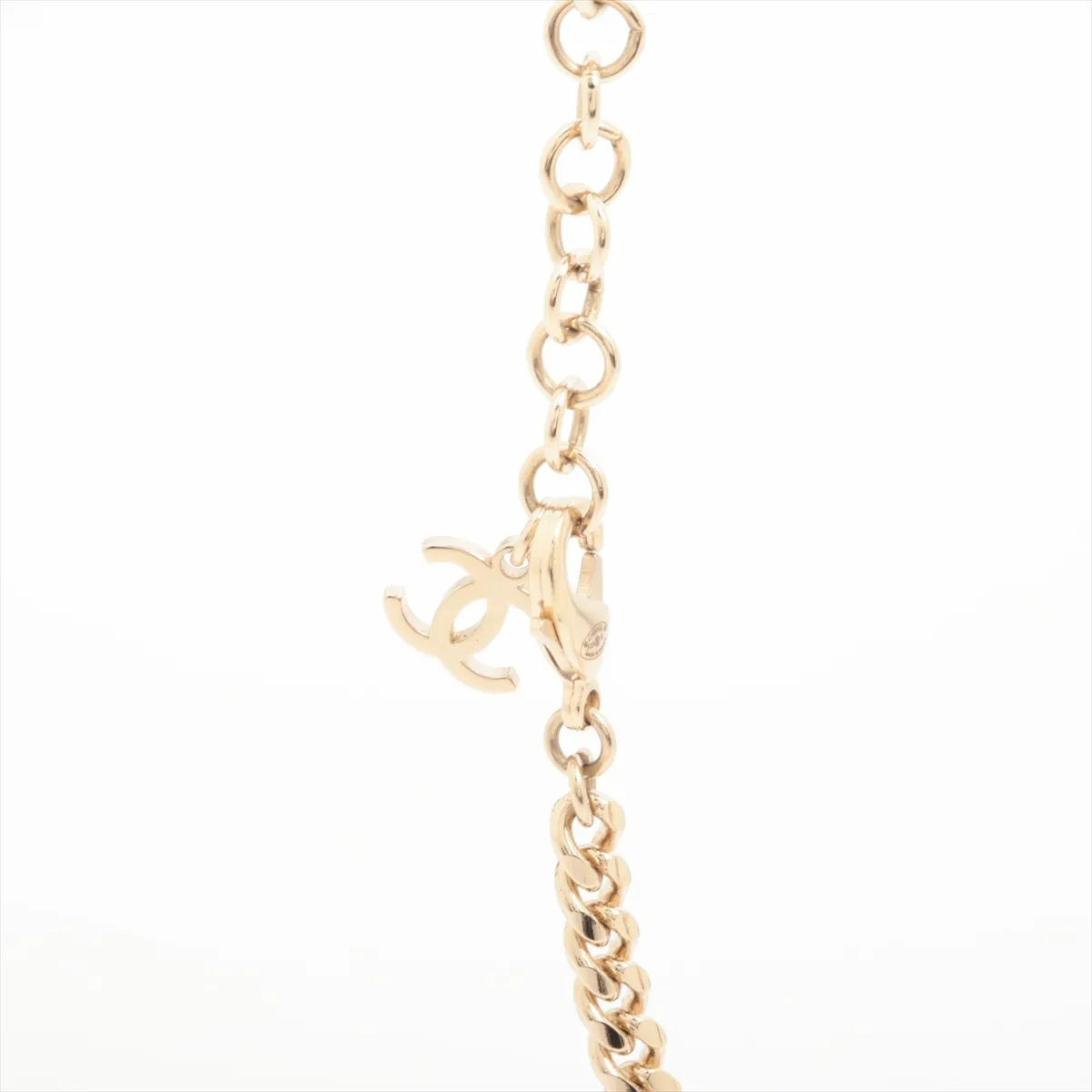 Logo F23B Necklace, GP x Rhinestone, Gold, — view 3