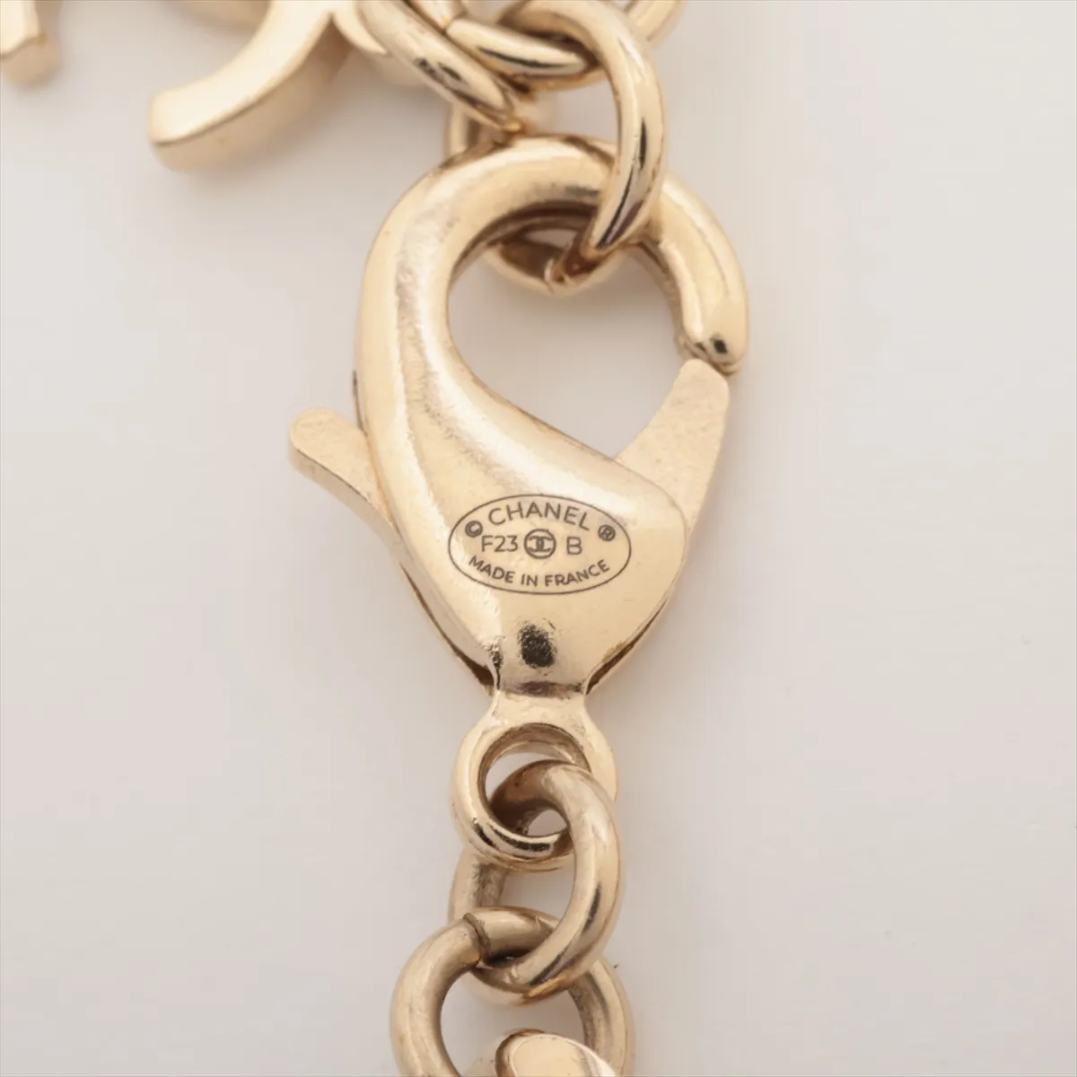 Logo F23B Necklace, GP x Rhinestone, Gold, — view 4