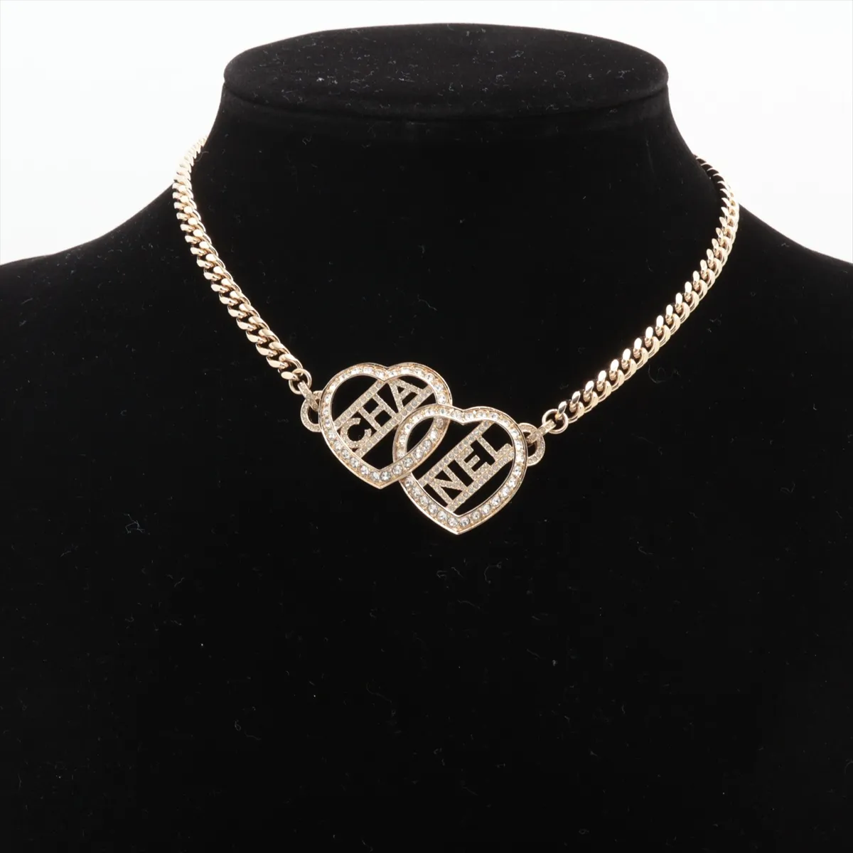 Logo F23B Necklace, GP x Rhinestone, Gold, — view 5