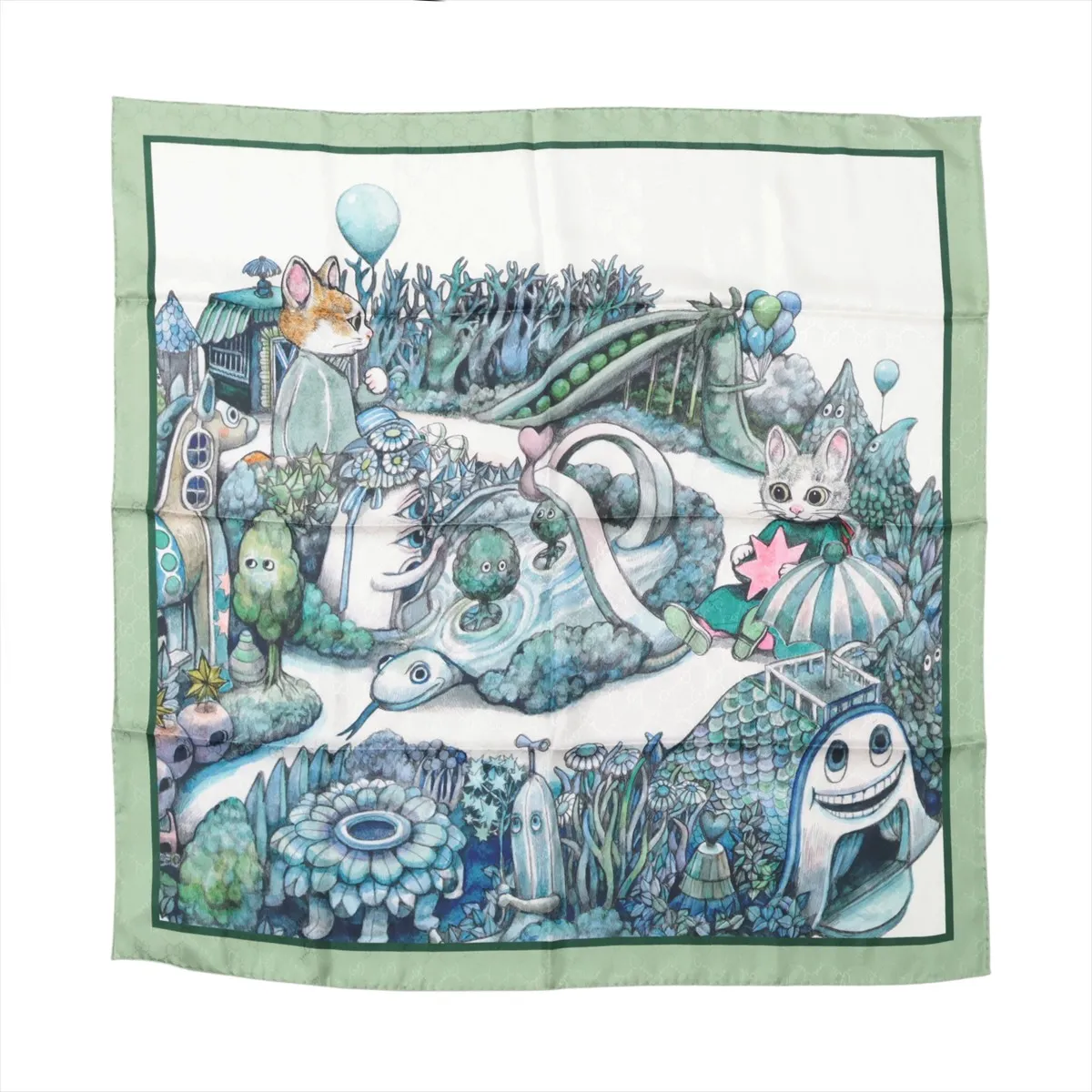 x Yuko Higuchi 863477 Scarf, Silk, Green,