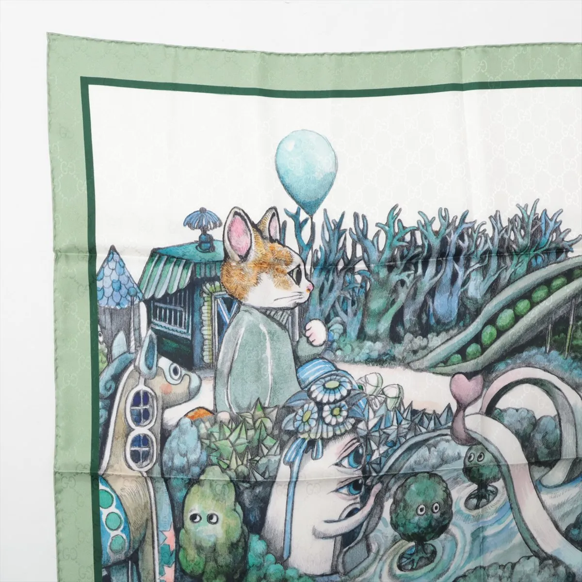 x Yuko Higuchi 863477 Scarf, Silk, Green, — view 2