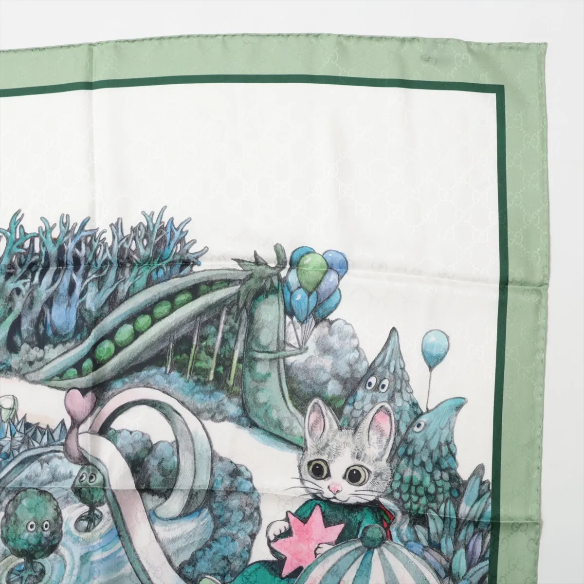 x Yuko Higuchi 863477 Scarf, Silk, Green, — view 3
