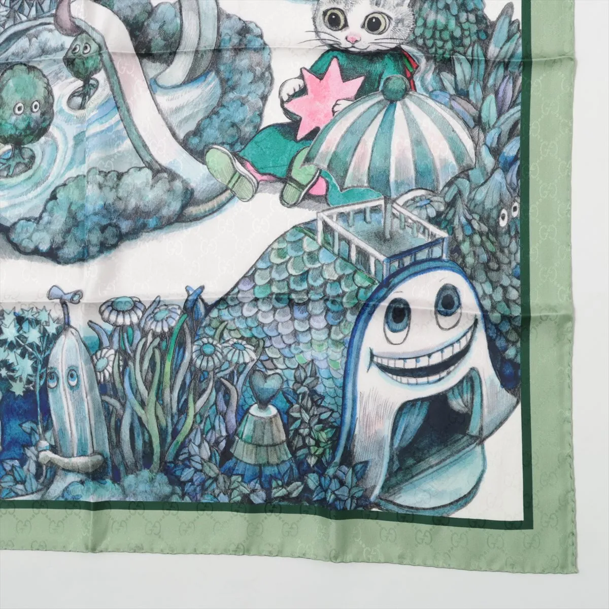 x Yuko Higuchi 863477 Scarf, Silk, Green, — view 4