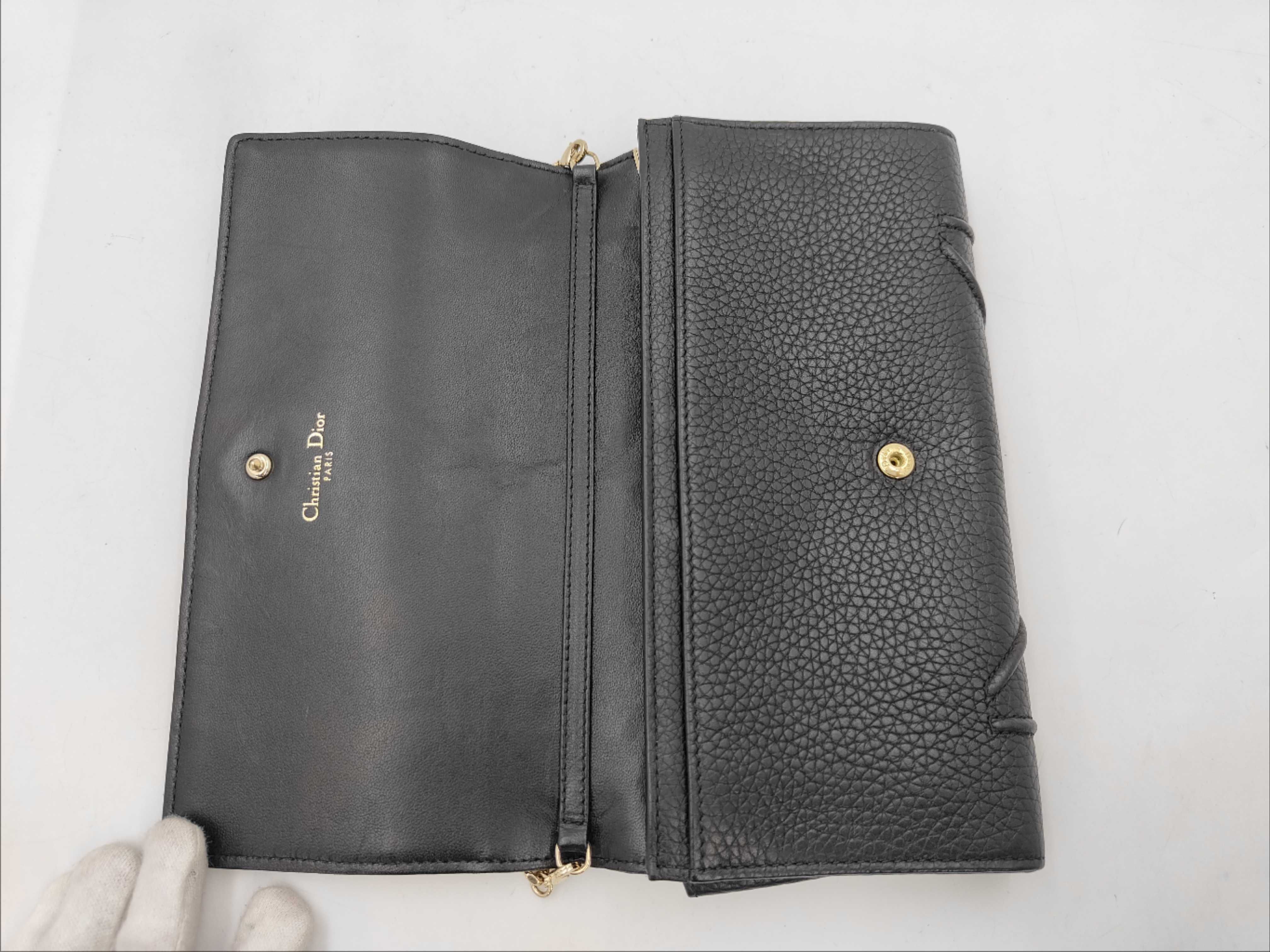 Diorama Leather Black Chain Wallet Bag — view 3