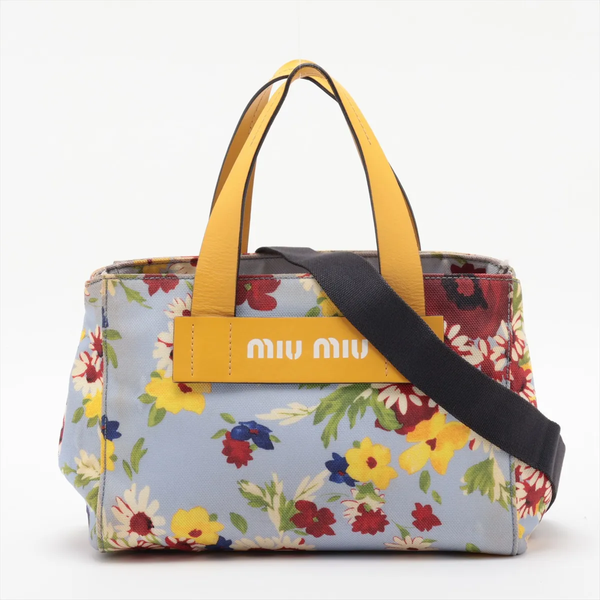 5BA085 Canvas x Leather 2-Way Handbag, Blue