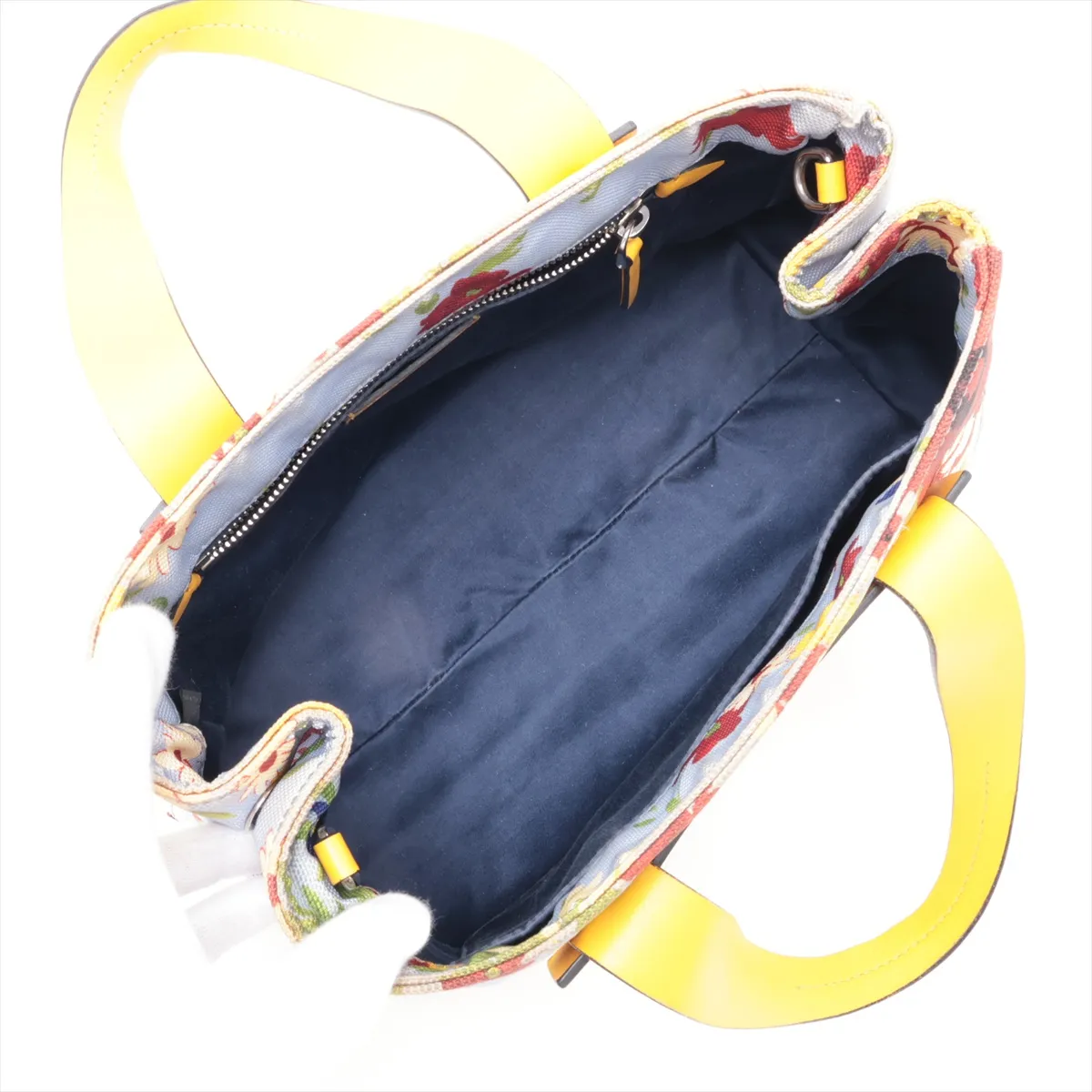 5BA085 Canvas x Leather 2-Way Handbag, Blue — view 6