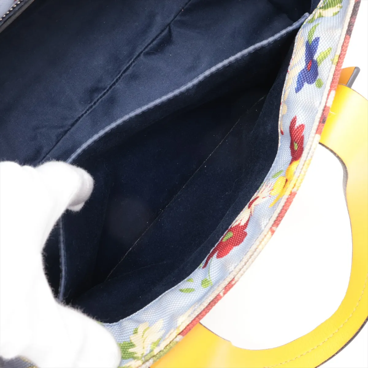 5BA085 Canvas x Leather 2-Way Handbag, Blue — view 7
