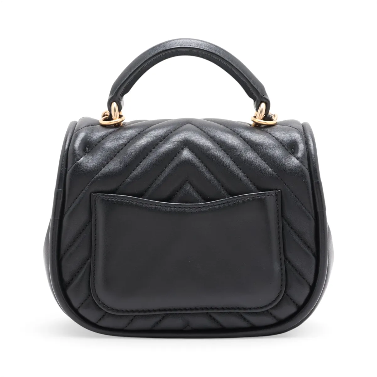 Chevron Lambskin 2-Way Handbag, Black with Gold Hardware, 24302178, Serial Number 24 — view 2