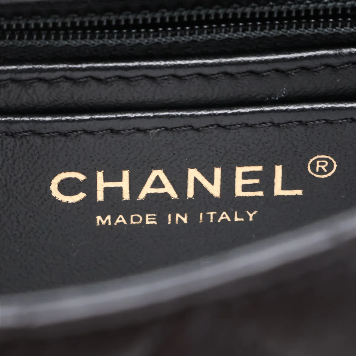 Chevron Lambskin 2-Way Handbag, Black with Gold Hardware, 24302178, Serial Number 24 — view 12