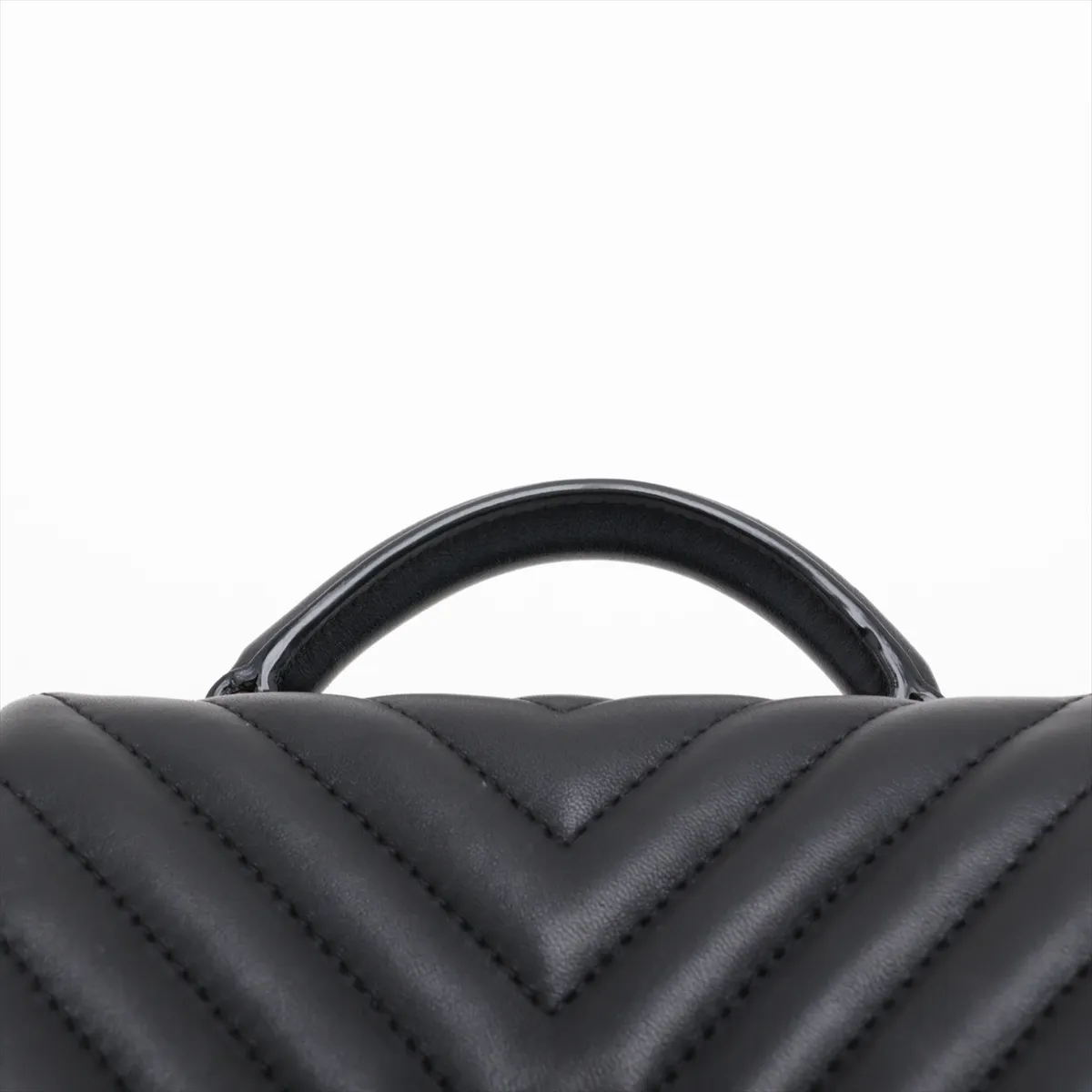 Chevron Lambskin 2-Way Handbag, Black with Gold Hardware, 24302178, Serial Number 24 — view 6