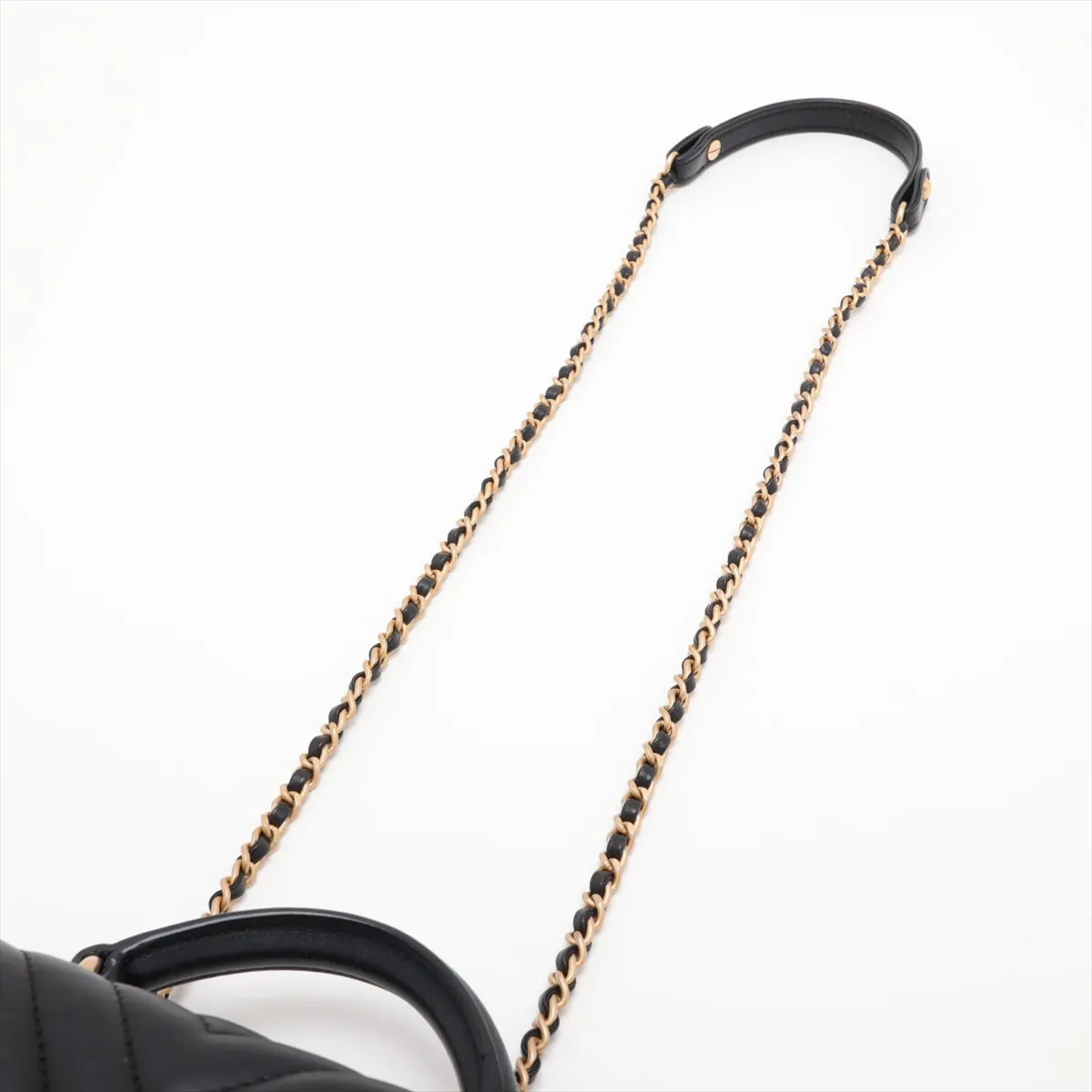 Chevron Lambskin 2-Way Handbag, Black with Gold Hardware, 24302178, Serial Number 24 — view 7