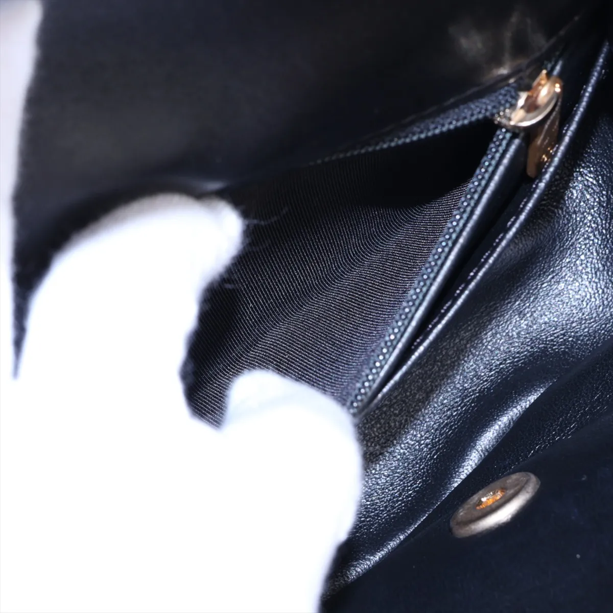 Chevron Lambskin 2-Way Handbag, Black with Gold Hardware, 24302178, Serial Number 24 — view 9