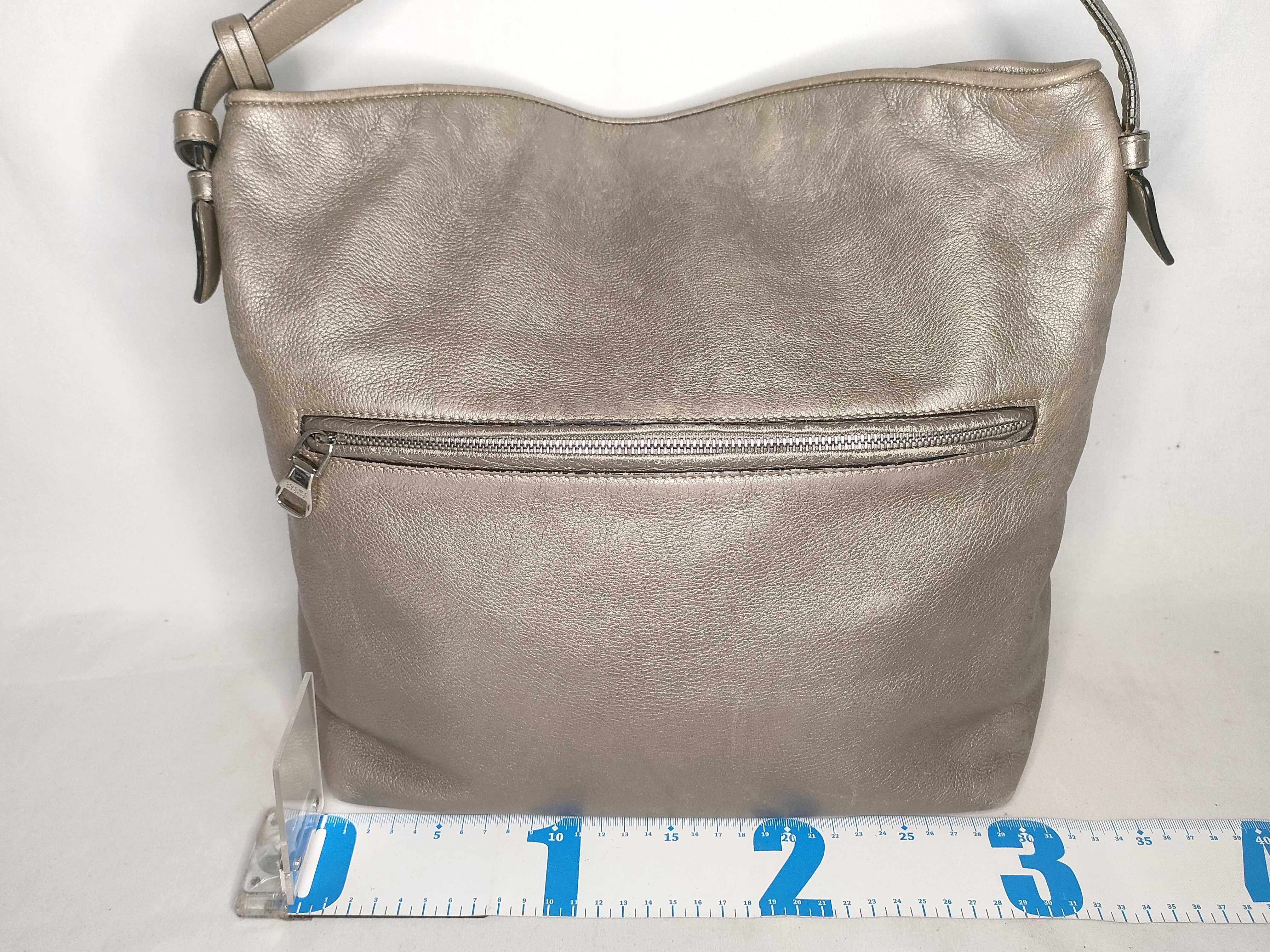 Heritage Shoulder Bag, Leather, Metallic Silver — view 2