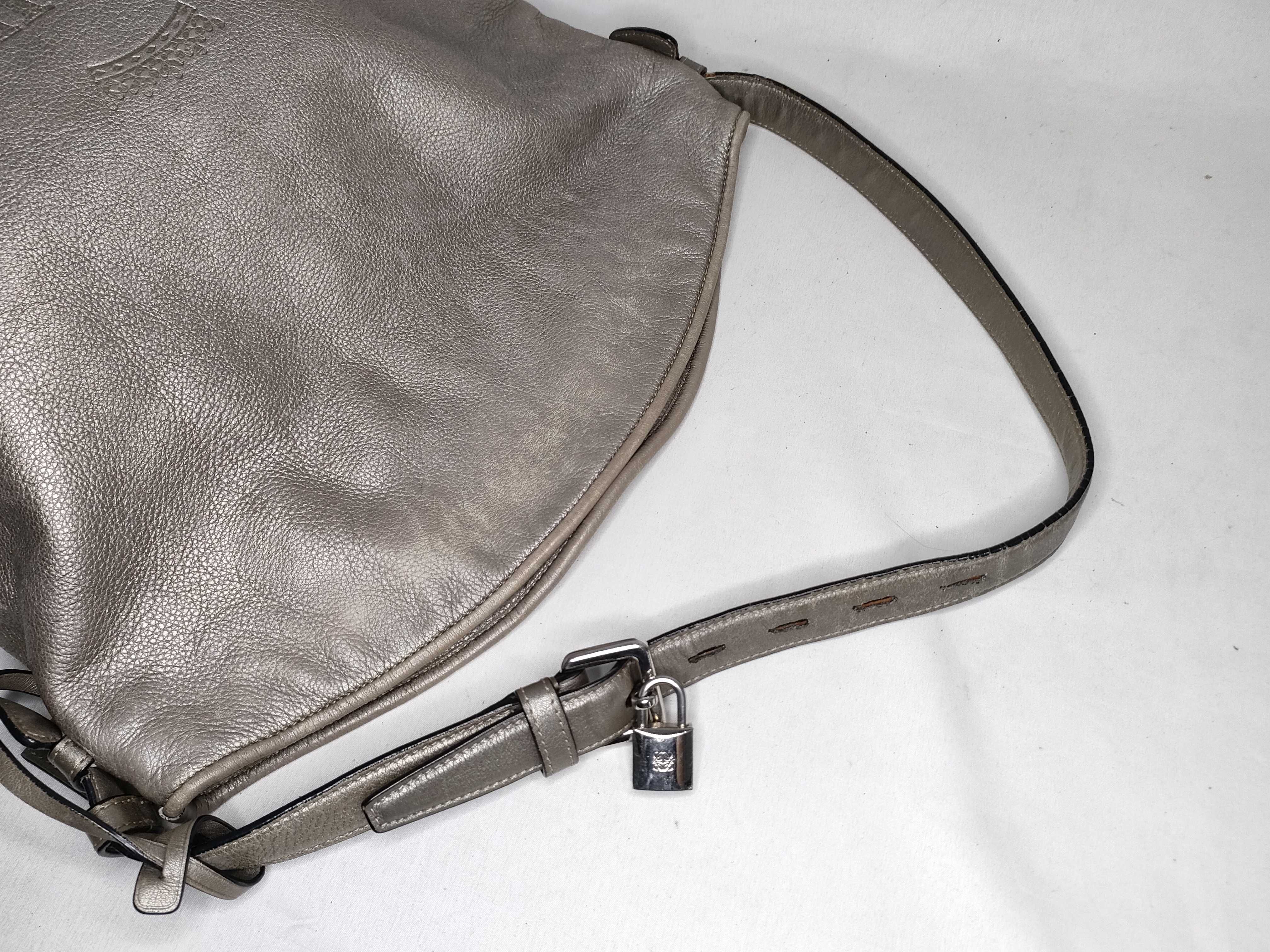 Heritage Shoulder Bag, Leather, Metallic Silver — view 3