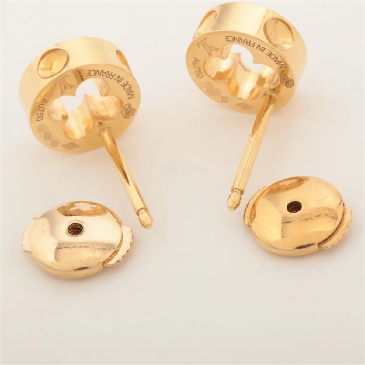 Puces Empreinte Earrings, 750 (Yellow Gold), 3.0g, F96729, no brand engraving on the backing. — view 4