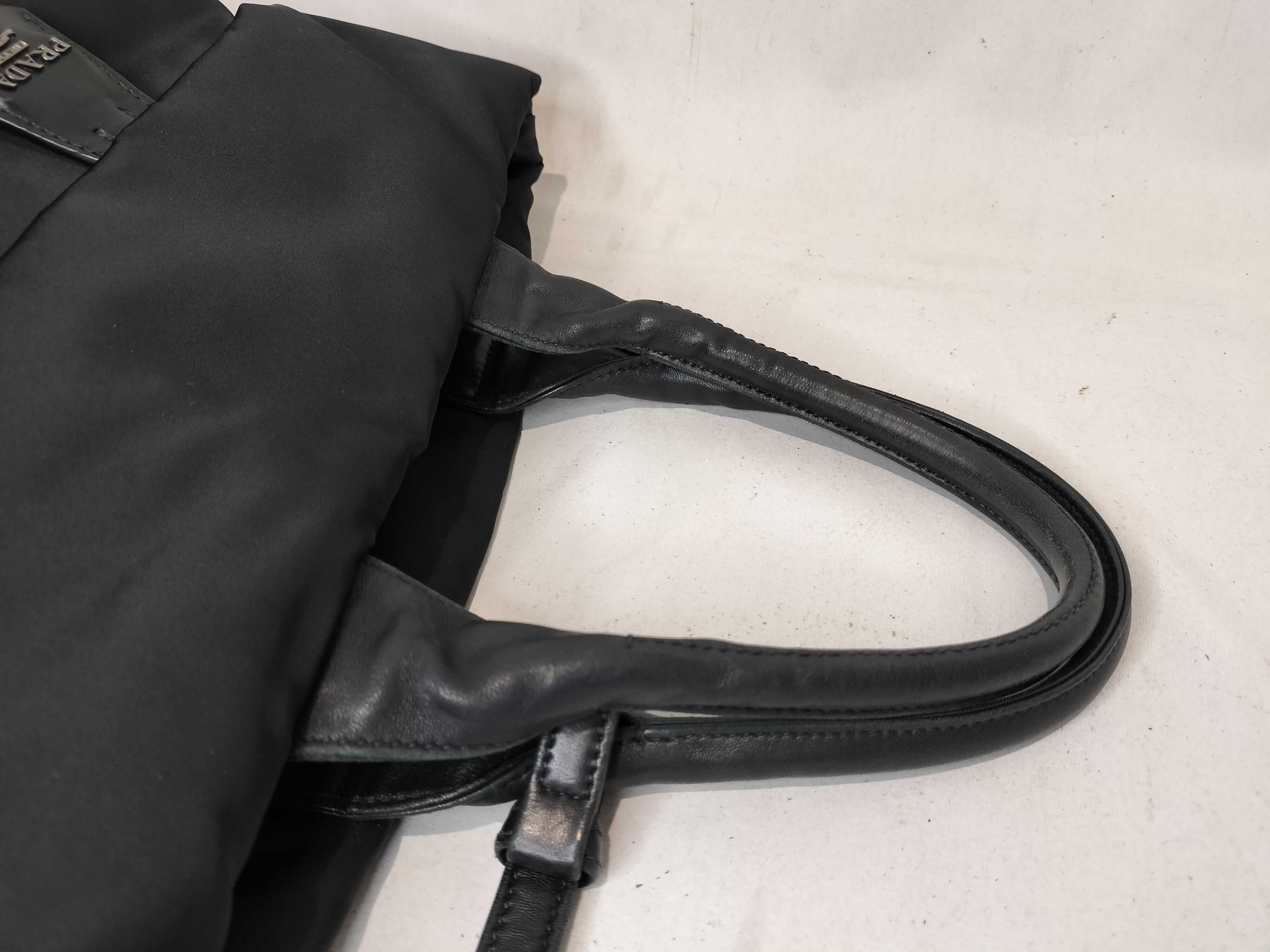 Tessuto Double Nylon 2-Way Handbag, Black x Khaki, B1959V (Handbag) — view 4