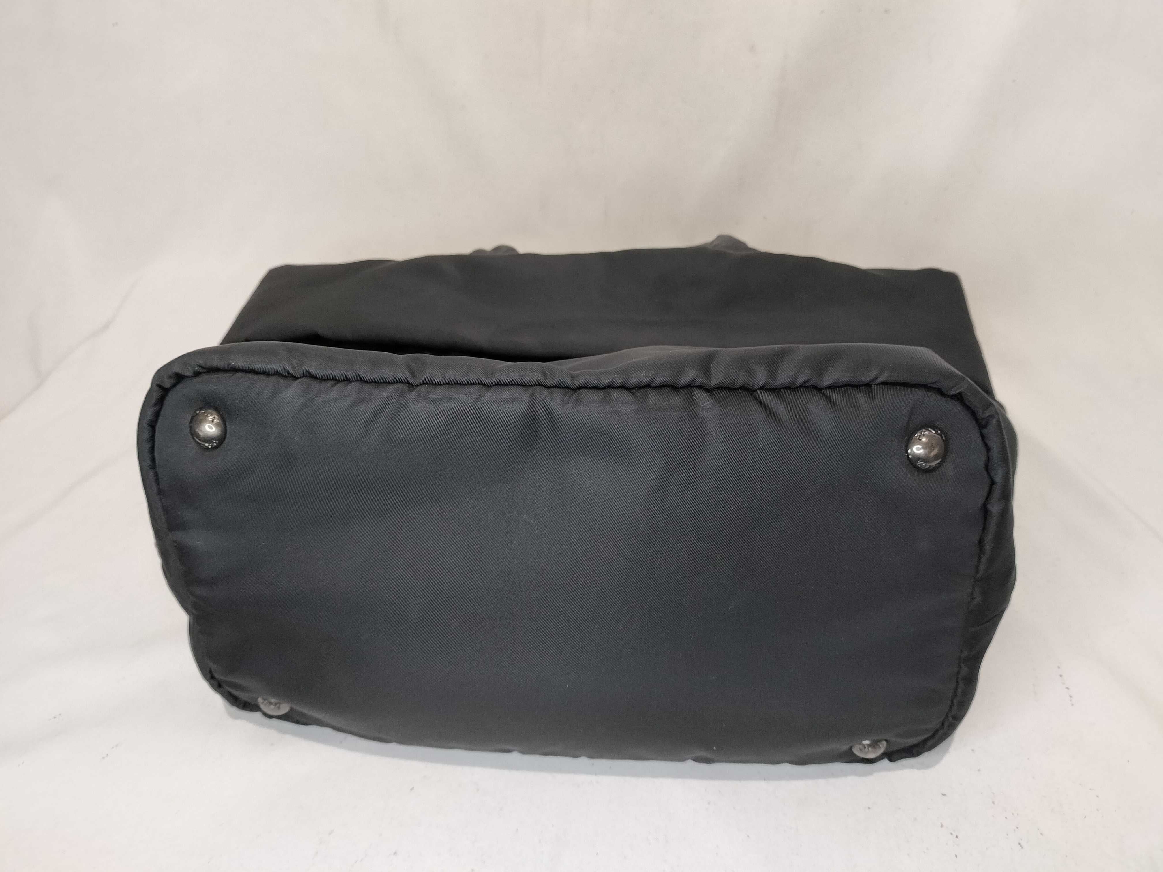 Tessuto Double Nylon 2-Way Handbag, Black x Khaki, B1959V (Handbag) — view 8