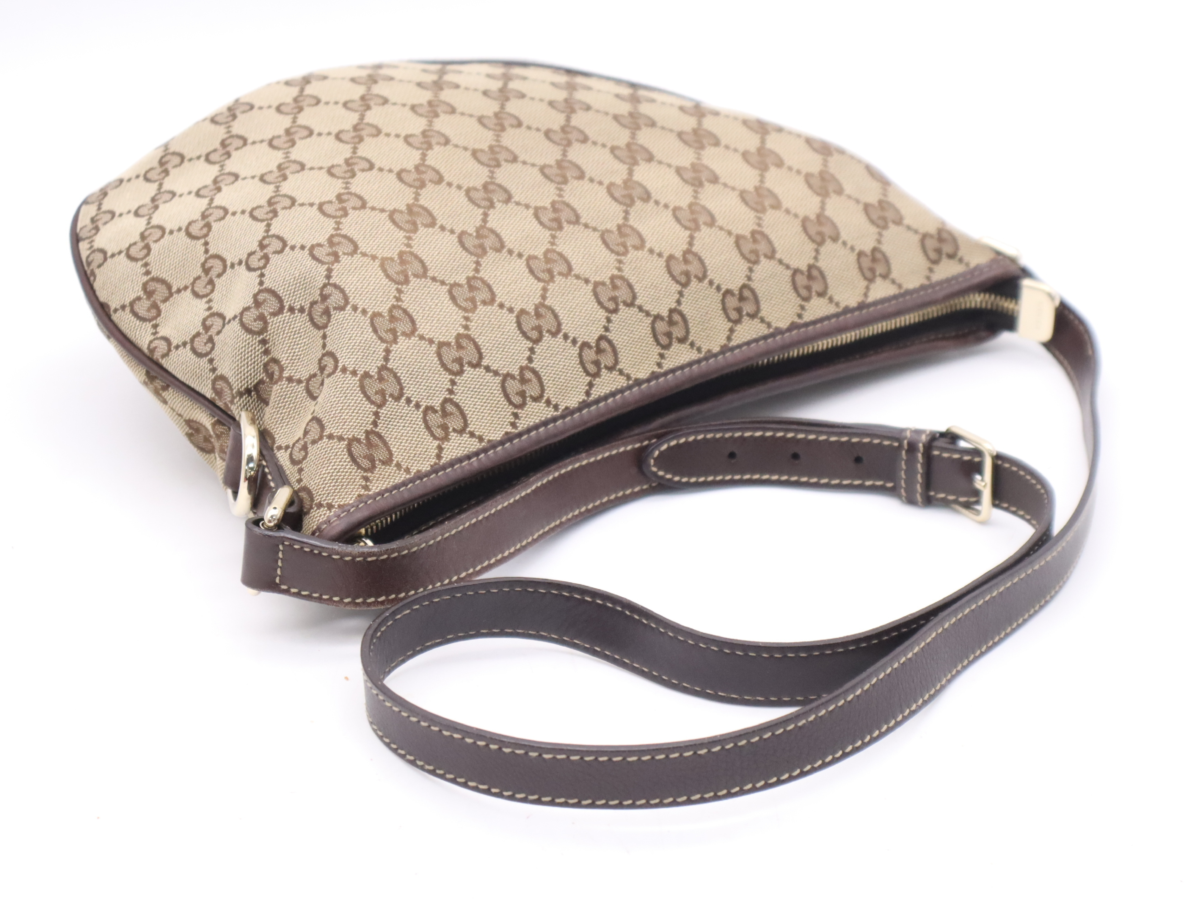 169998 GG Canvas New Brit Shoulder Bag with Gold Hardware — view 6