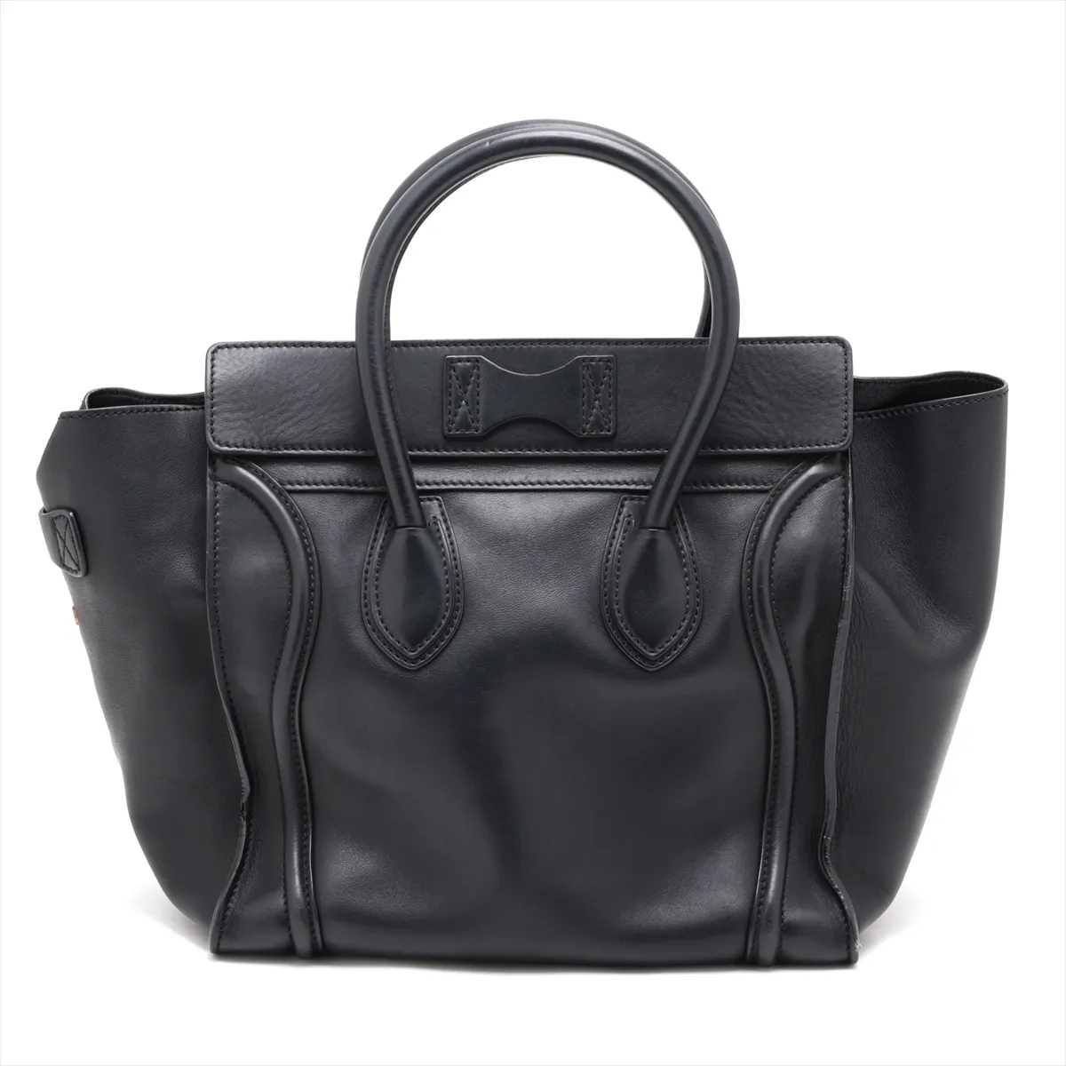 Luggage Mini Shopper Leather Handbag, Black — view 2