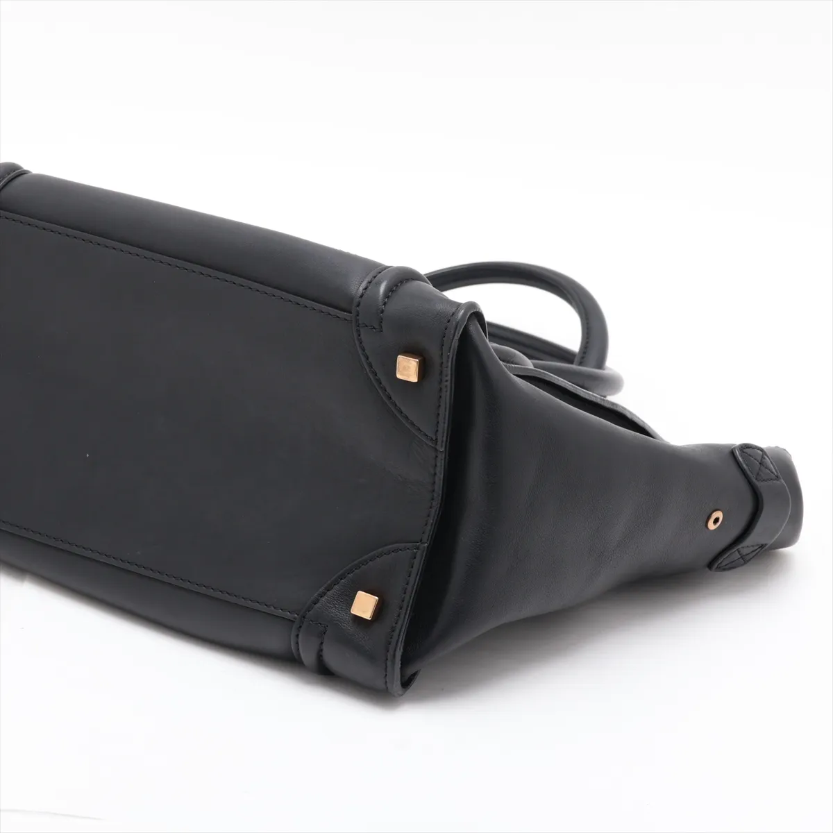 Luggage Mini Shopper Leather Handbag, Black — view 3