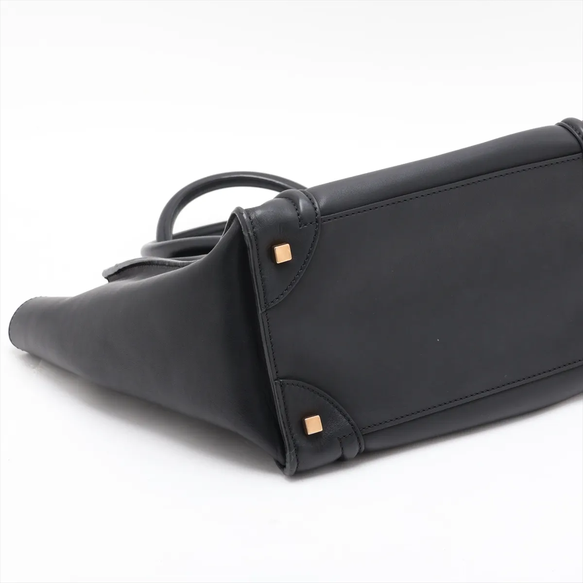 Luggage Mini Shopper Leather Handbag, Black — view 4