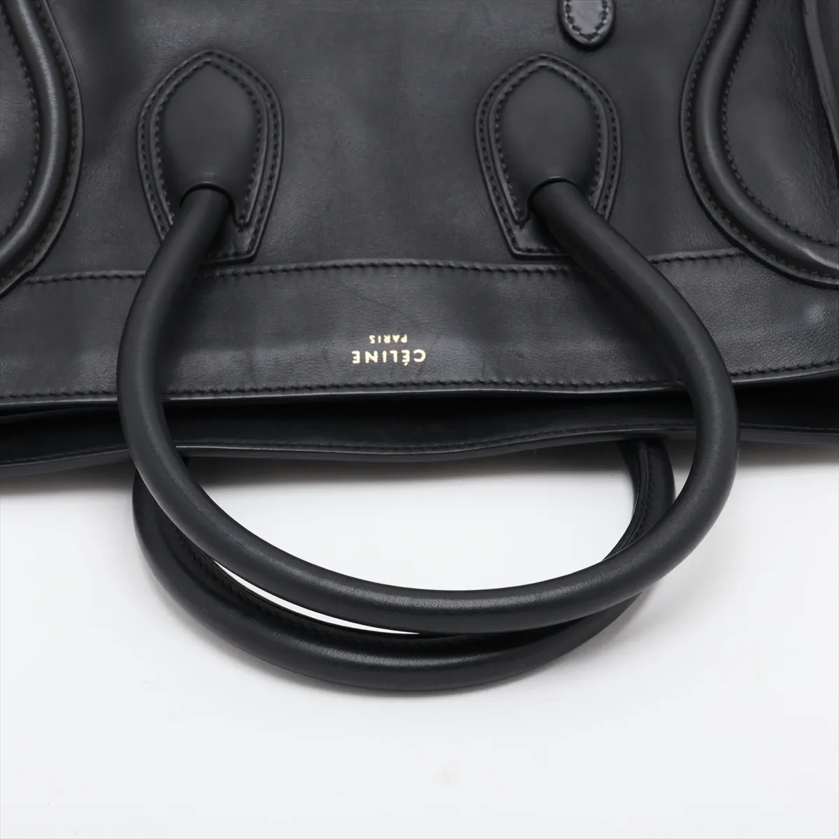 Luggage Mini Shopper Leather Handbag, Black — view 5