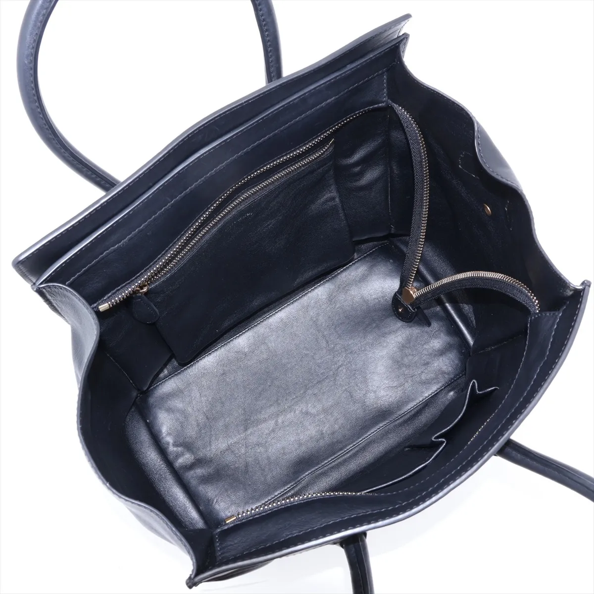 Luggage Mini Shopper Leather Handbag, Black — view 7