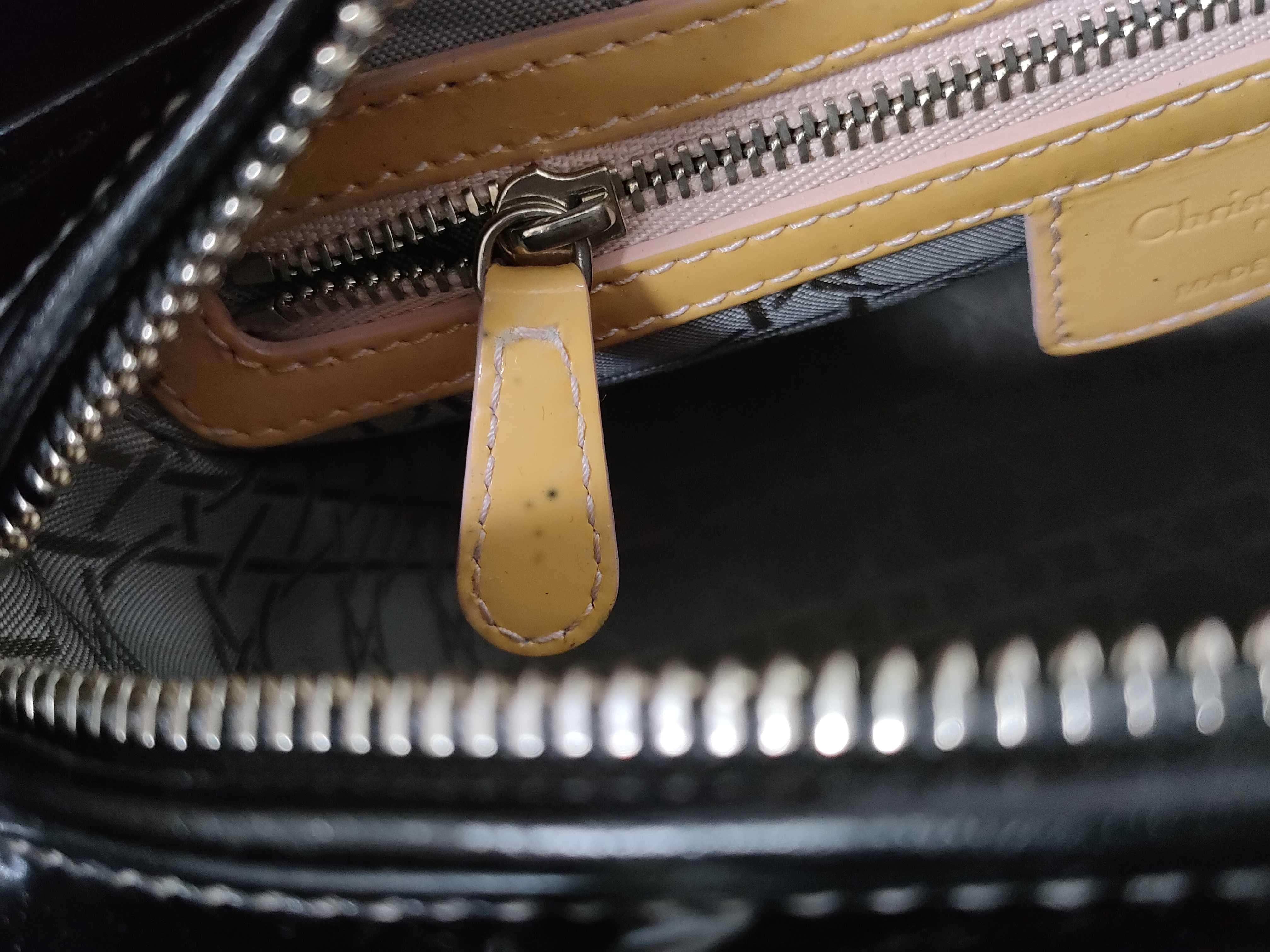 Lady Dior Christian Lady Cannage Patent Leather 2-Way Handbag Black Handbag — view 12