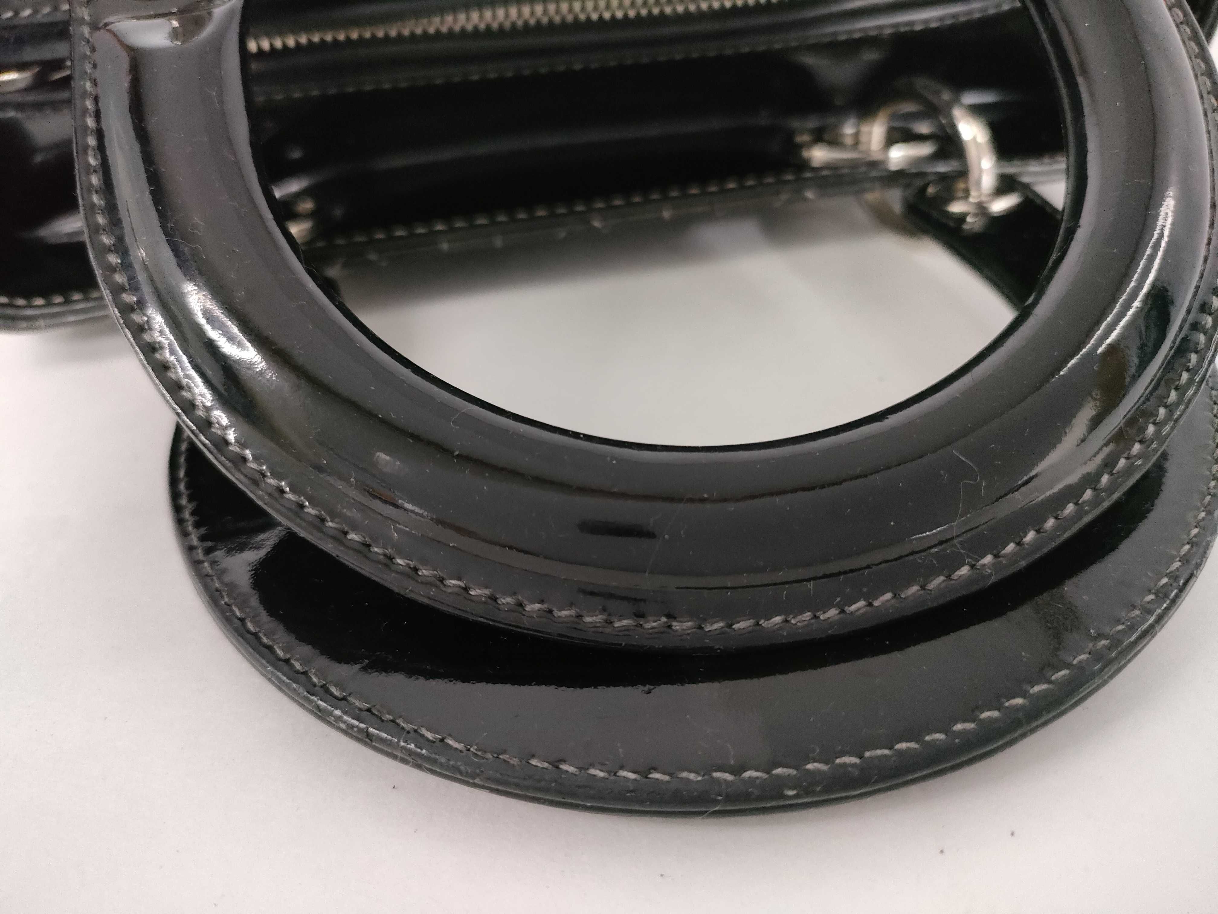 Lady Dior Christian Lady Cannage Patent Leather 2-Way Handbag Black Handbag — view 4
