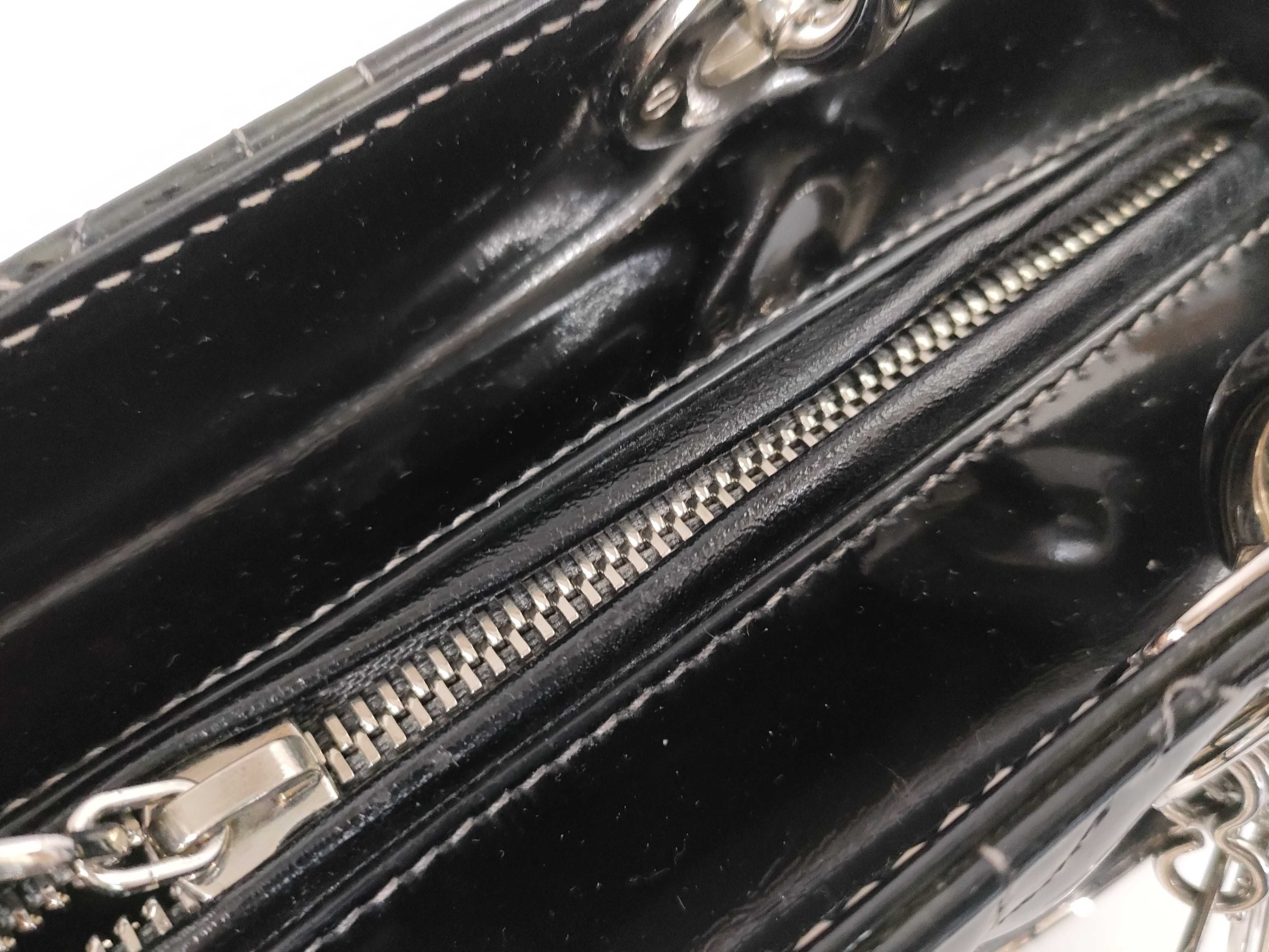 Lady Dior Christian Lady Cannage Patent Leather 2-Way Handbag Black Handbag — view 8
