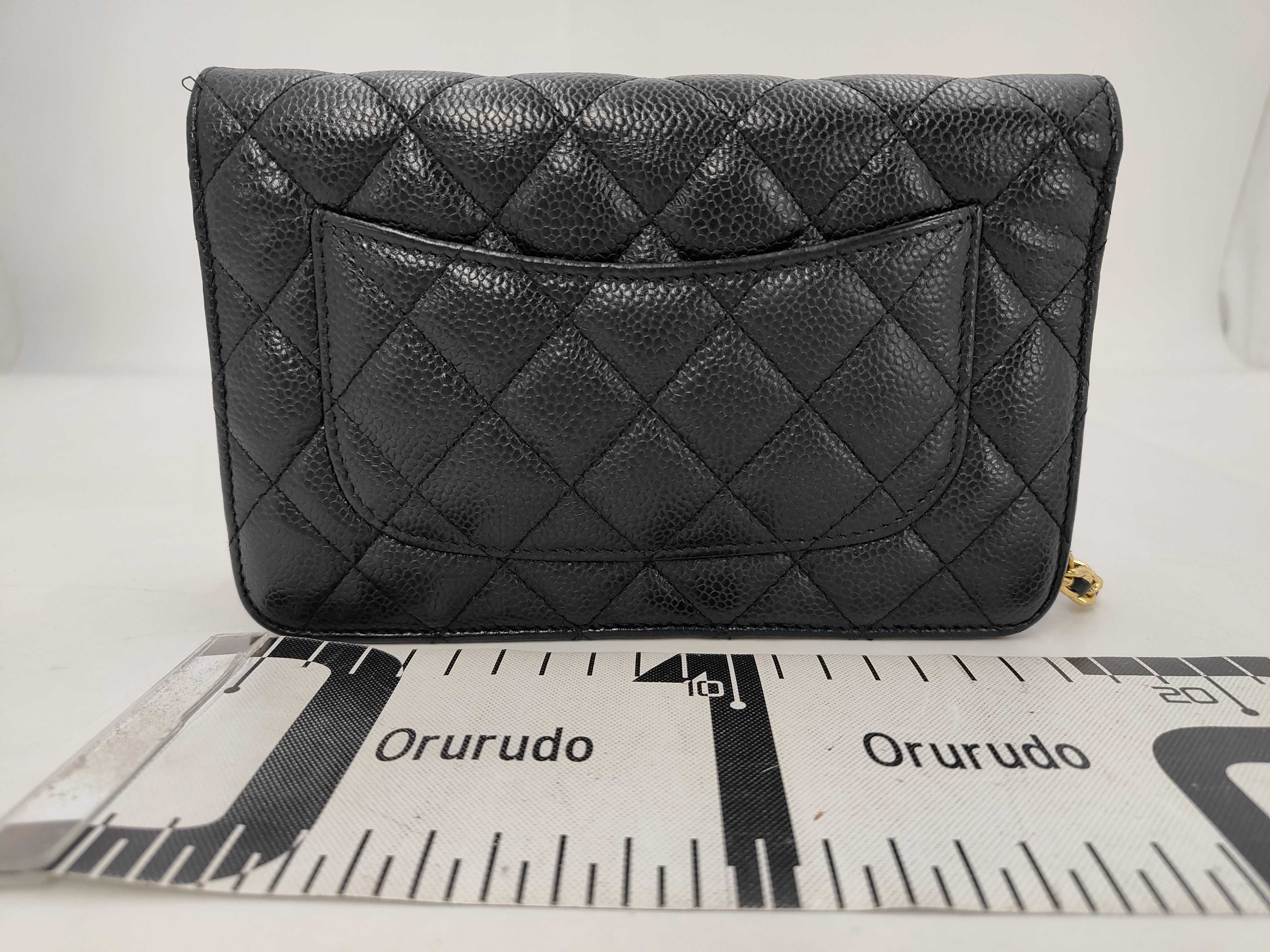 Caviar Skin Chain Wallet Black Gold — view 2
