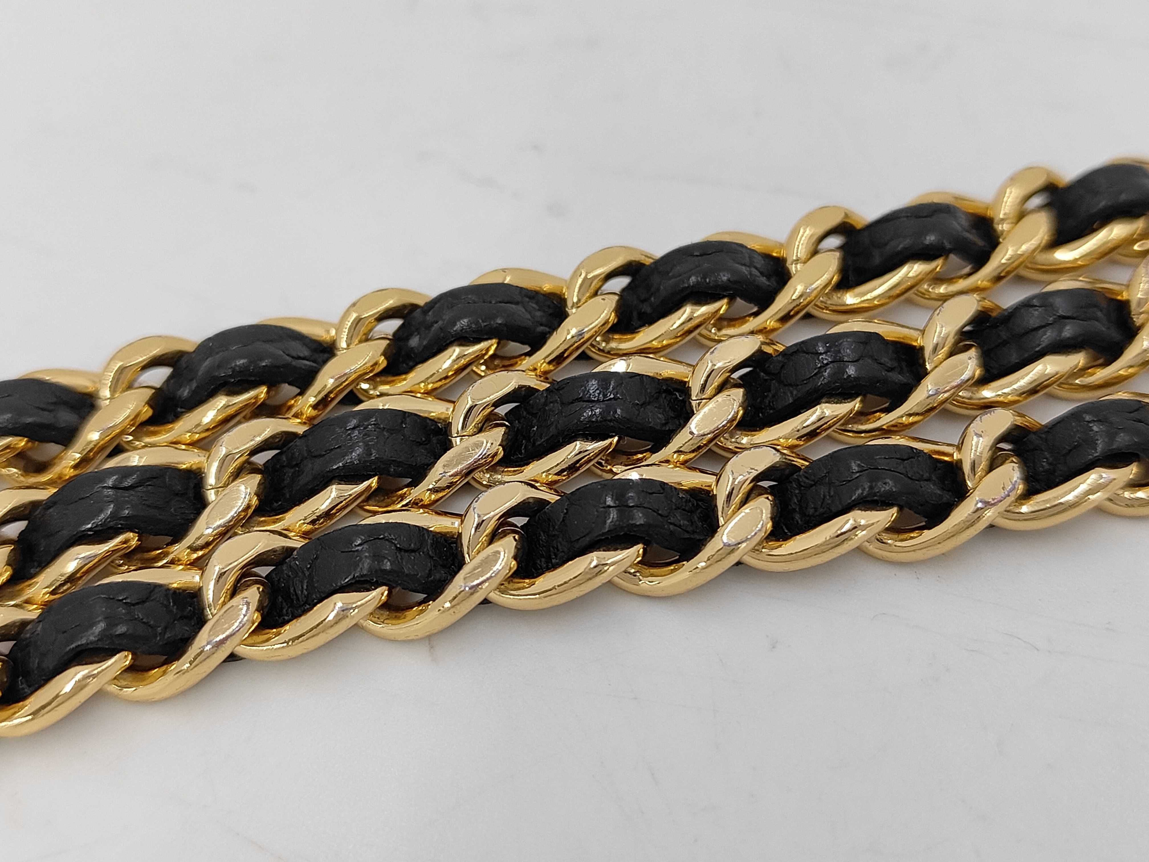 Caviar Skin Chain Wallet Black Gold — view 4