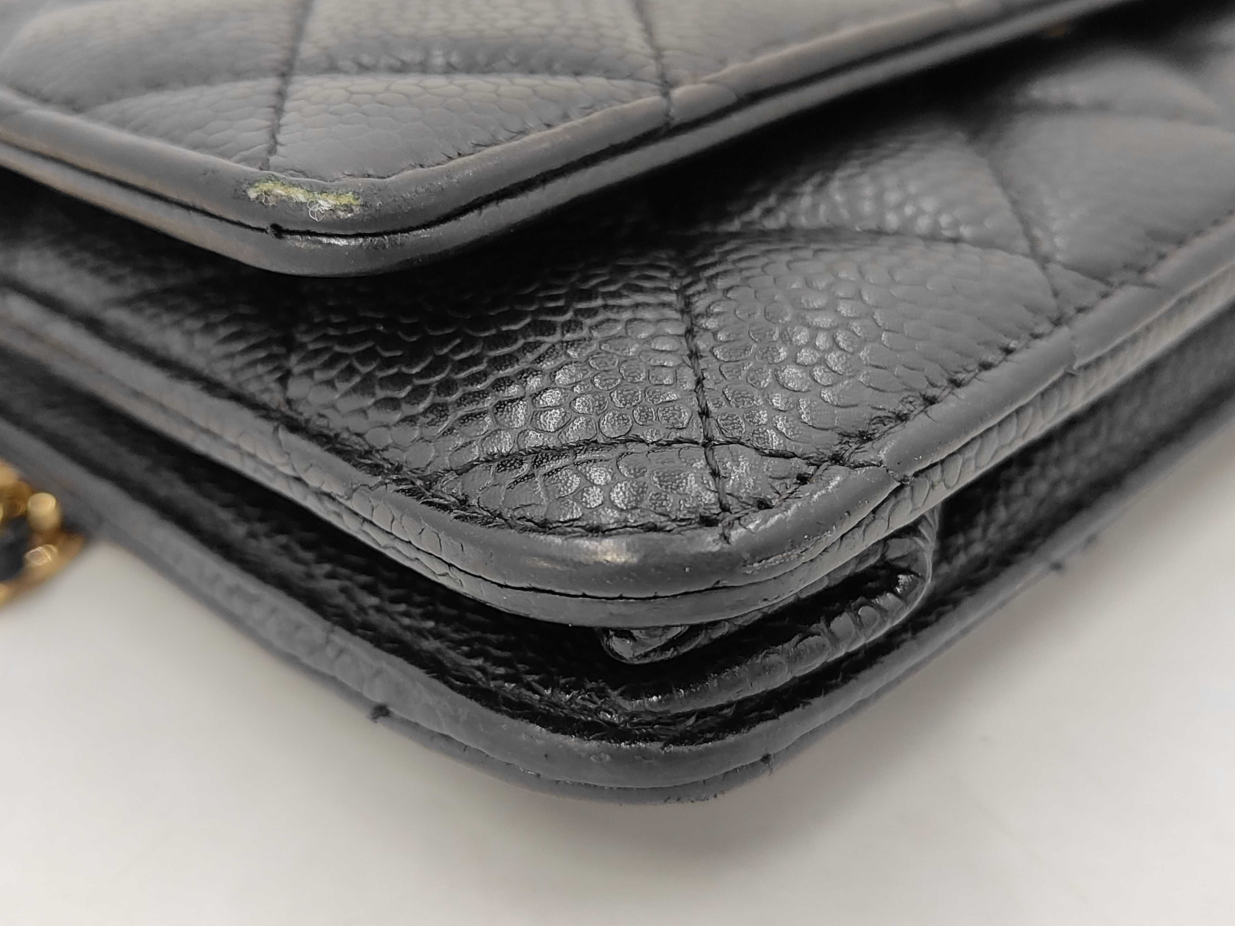 Caviar Skin Chain Wallet Black Gold — view 5