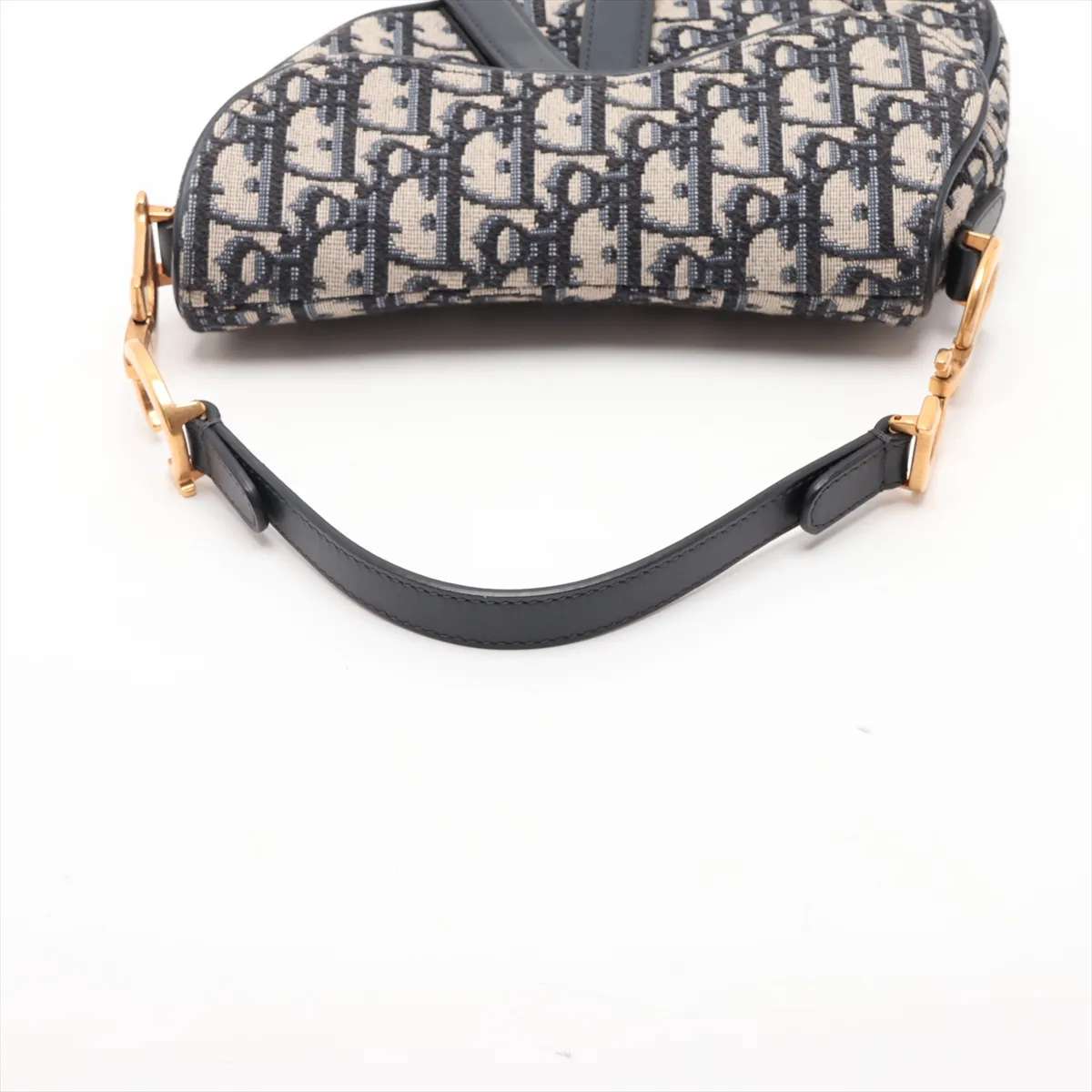 Saddle Canvas x Leather 2-Way Handbag, Navy — view 5