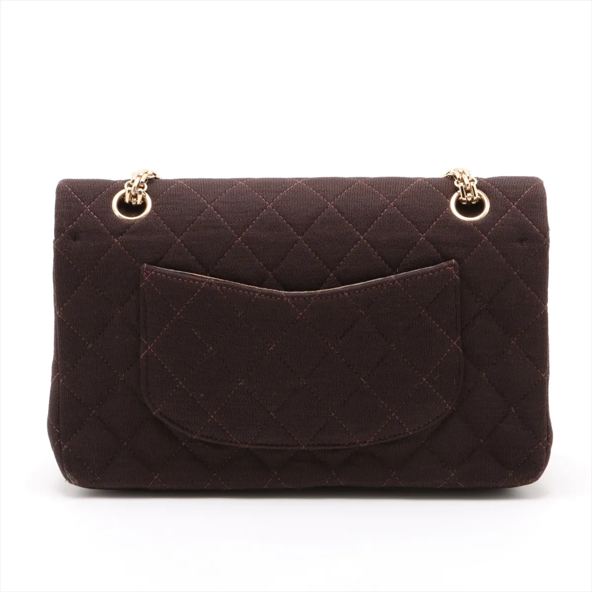 Matelasse 25 canvas double flap double chain bag brown gold hardware 7665924 7th series A01112 — view 2
