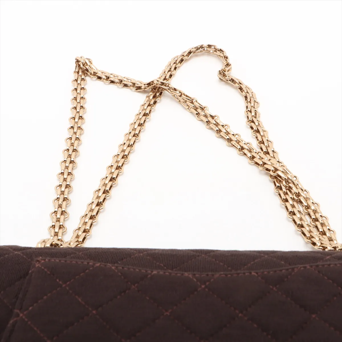 Matelasse 25 canvas double flap double chain bag brown gold hardware 7665924 7th series A01112 — view 6