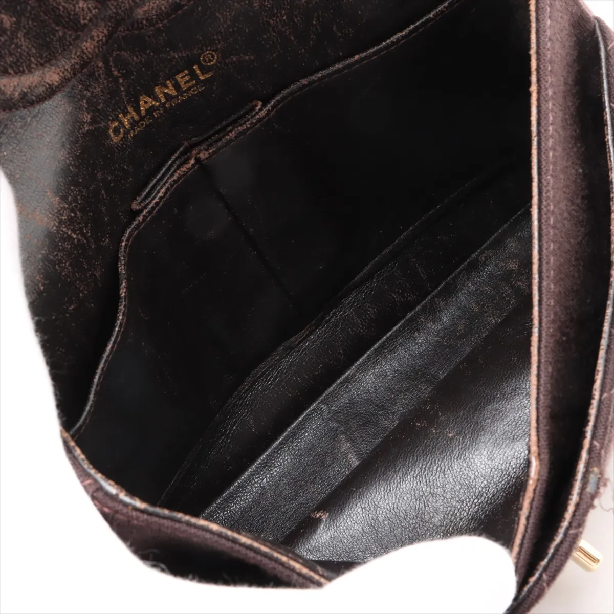 Matelasse 25 canvas double flap double chain bag brown gold hardware 7665924 7th series A01112 — view 8