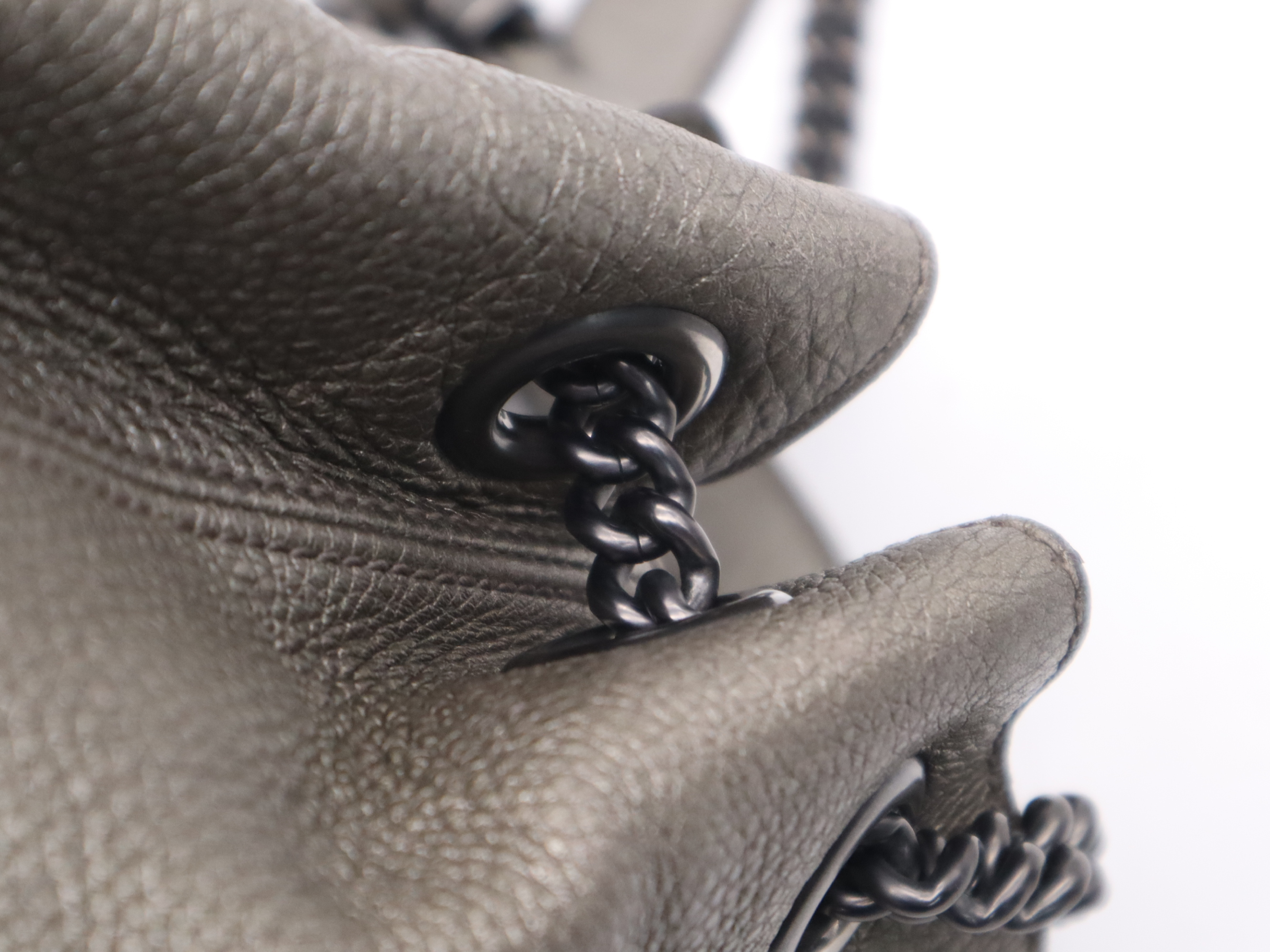 Leather Soho Interlocking G Chain Shoulder Bag, Gray Metallic Silver Hardware, with Charm. — view 8