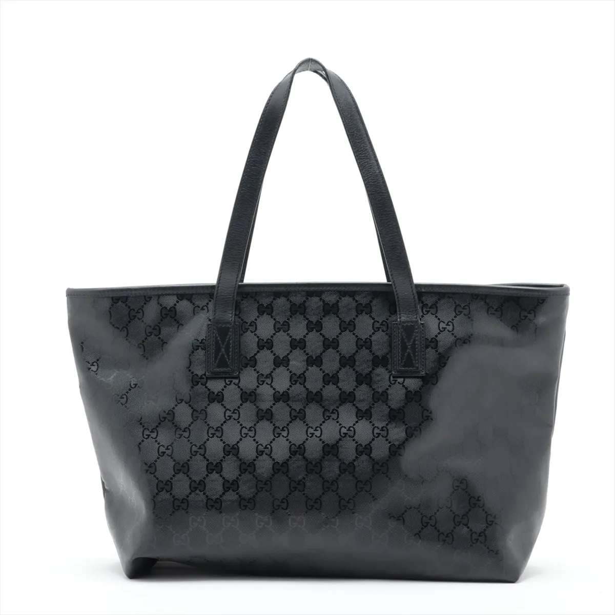 GG Imprime 211137 PVC x Leather Tote Bag, Black — view 2