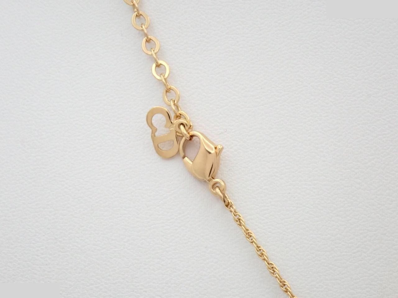 CD logo padlock motif necklace with rhinestones, gold plated, 6.0g — view 2