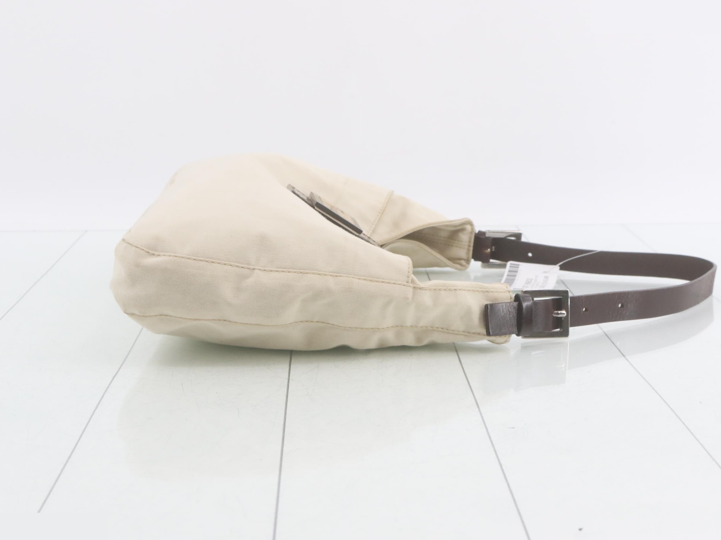 Mamma Bucket One-Shoulder Bag, Beige and White — view 3