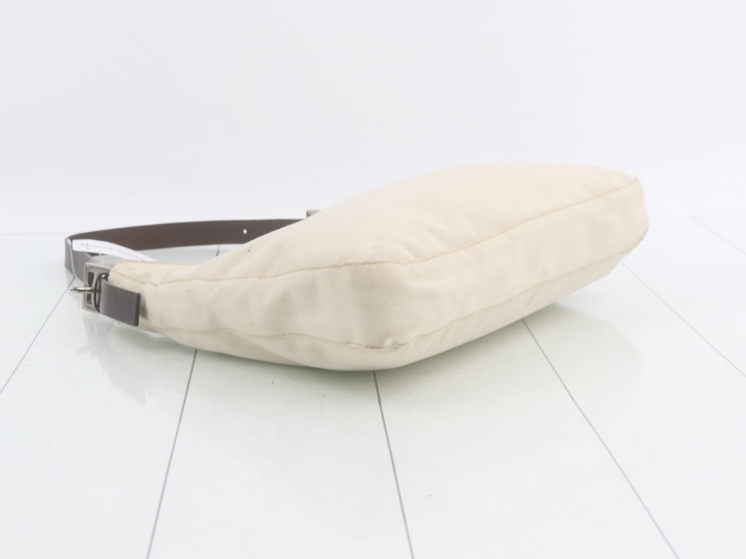 Mamma Bucket One-Shoulder Bag, Beige and White — view 5