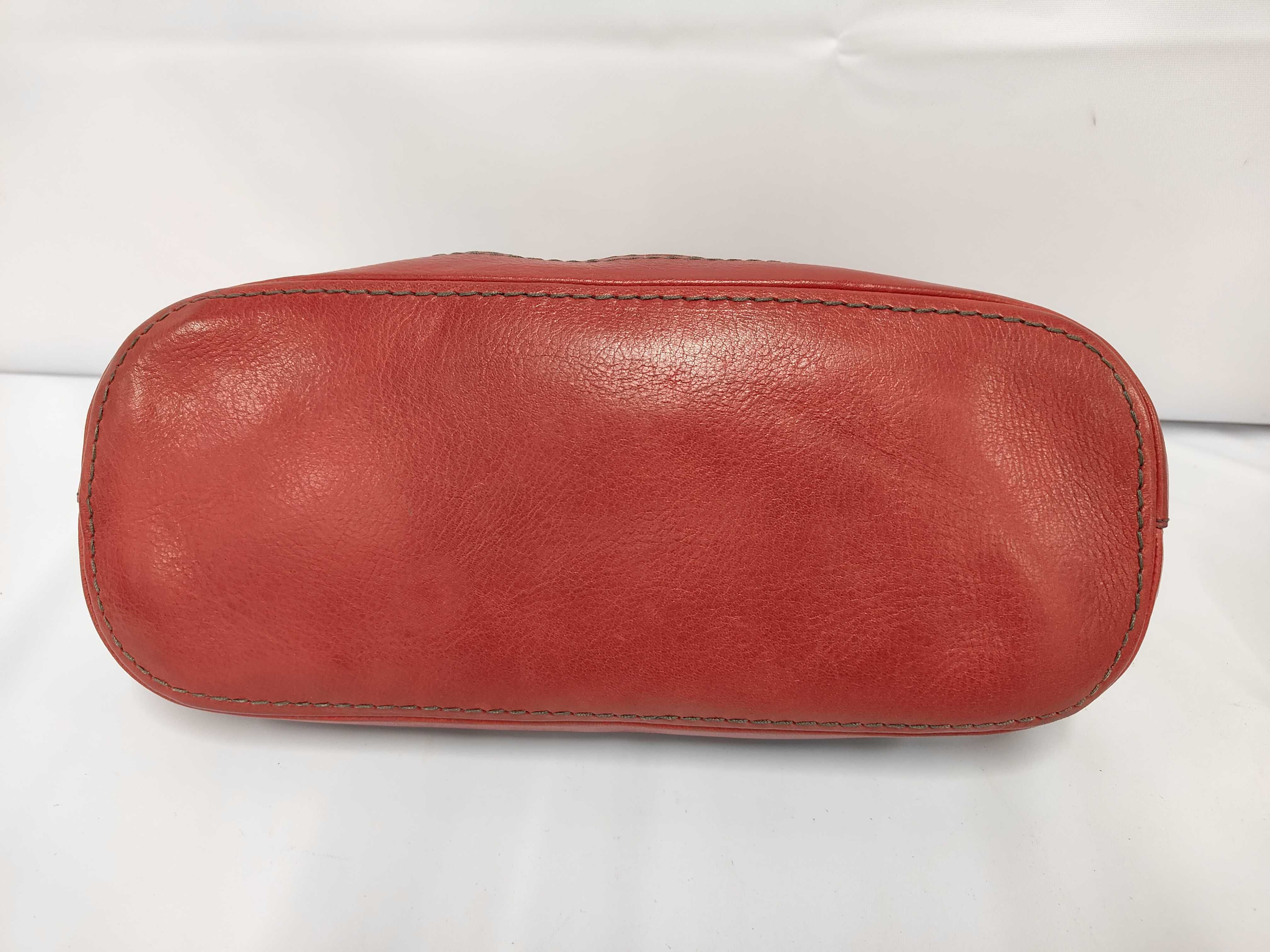 Foldover Chain Flap Bag in Red Calfskin Leather with Gold Hardware — view 3