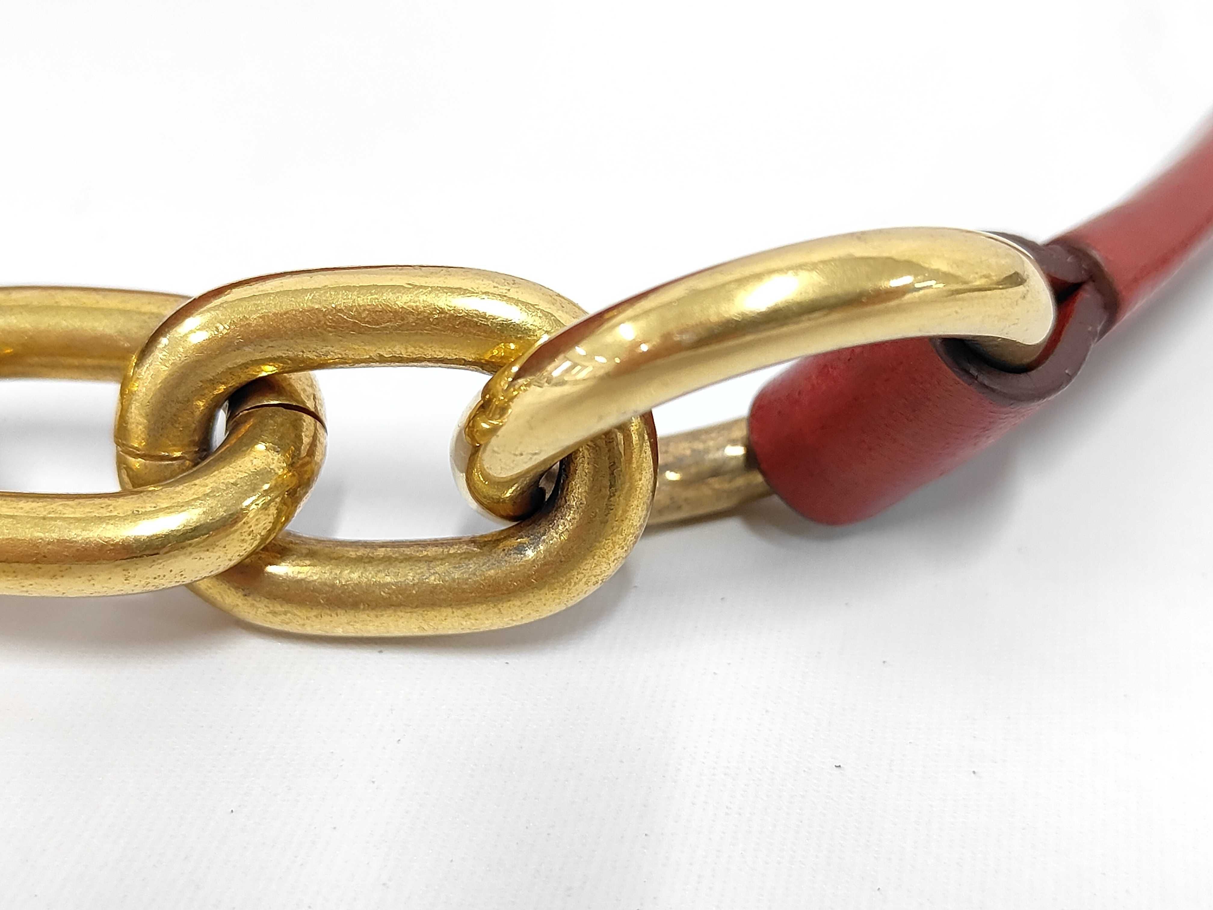 Foldover Chain Flap Bag in Red Calfskin Leather with Gold Hardware — view 6