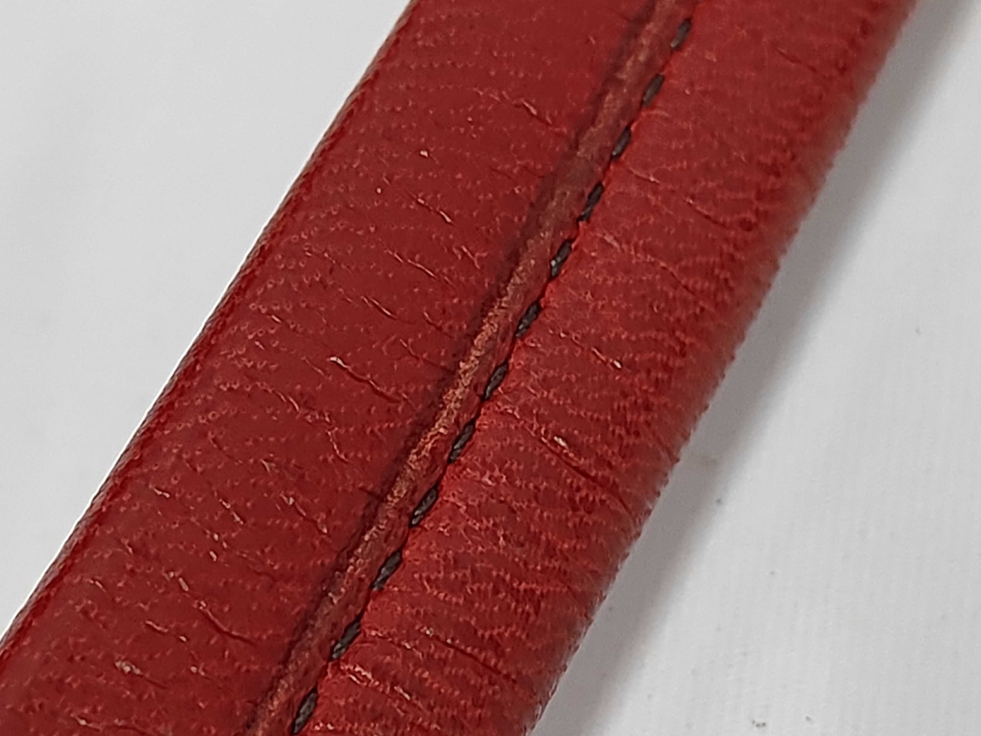 Foldover Chain Flap Bag in Red Calfskin Leather with Gold Hardware — view 7